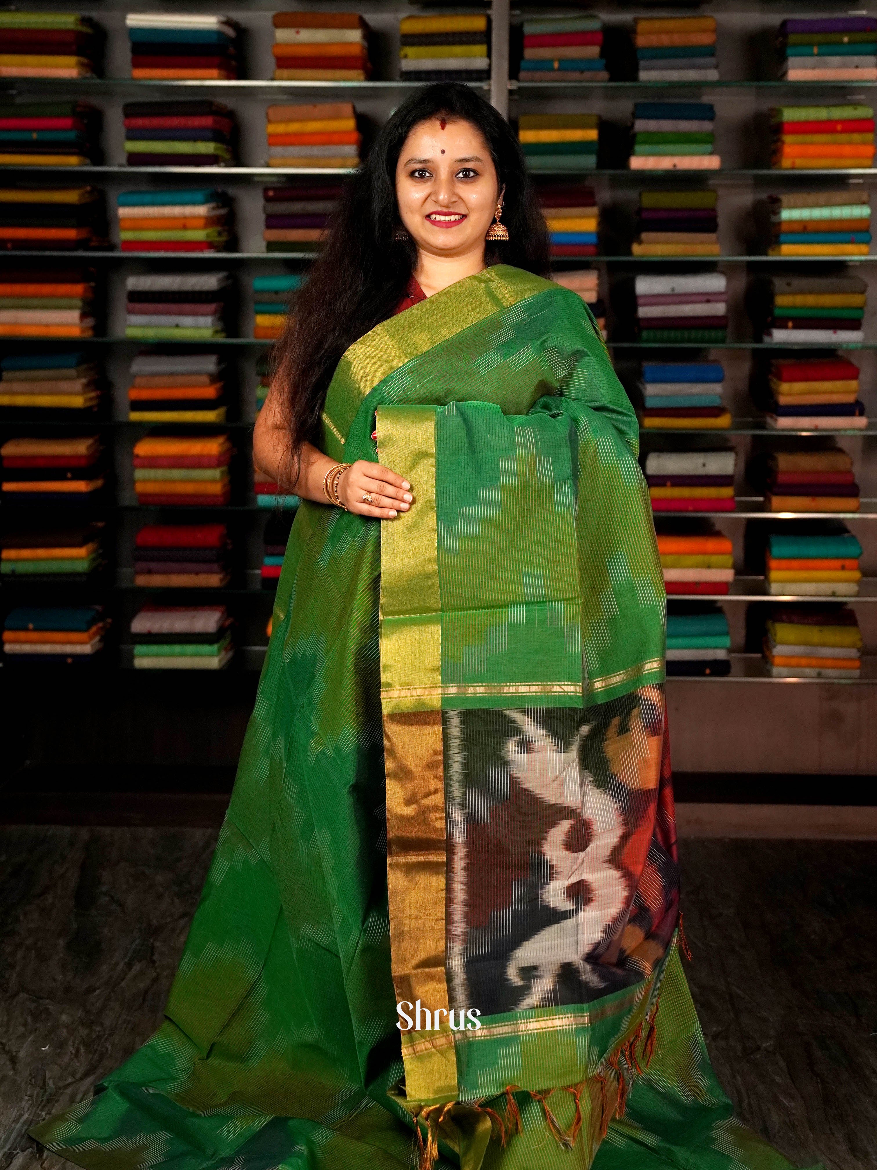 CHS10836 - Ikkat Kora Saree - Shop on ShrusEternity.com