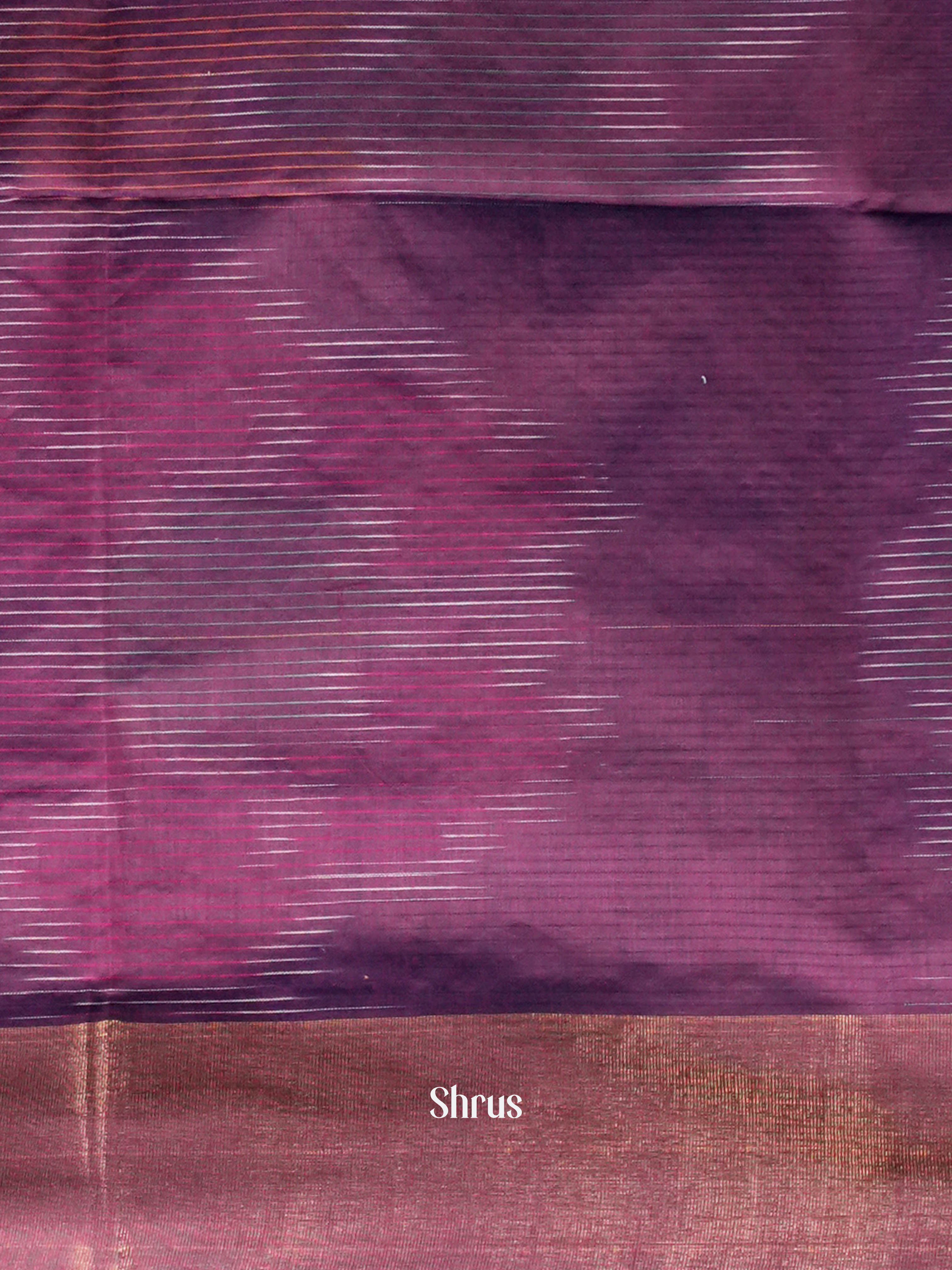 Purple - Ikkat Kora Saree - Shop on ShrusEternity.com