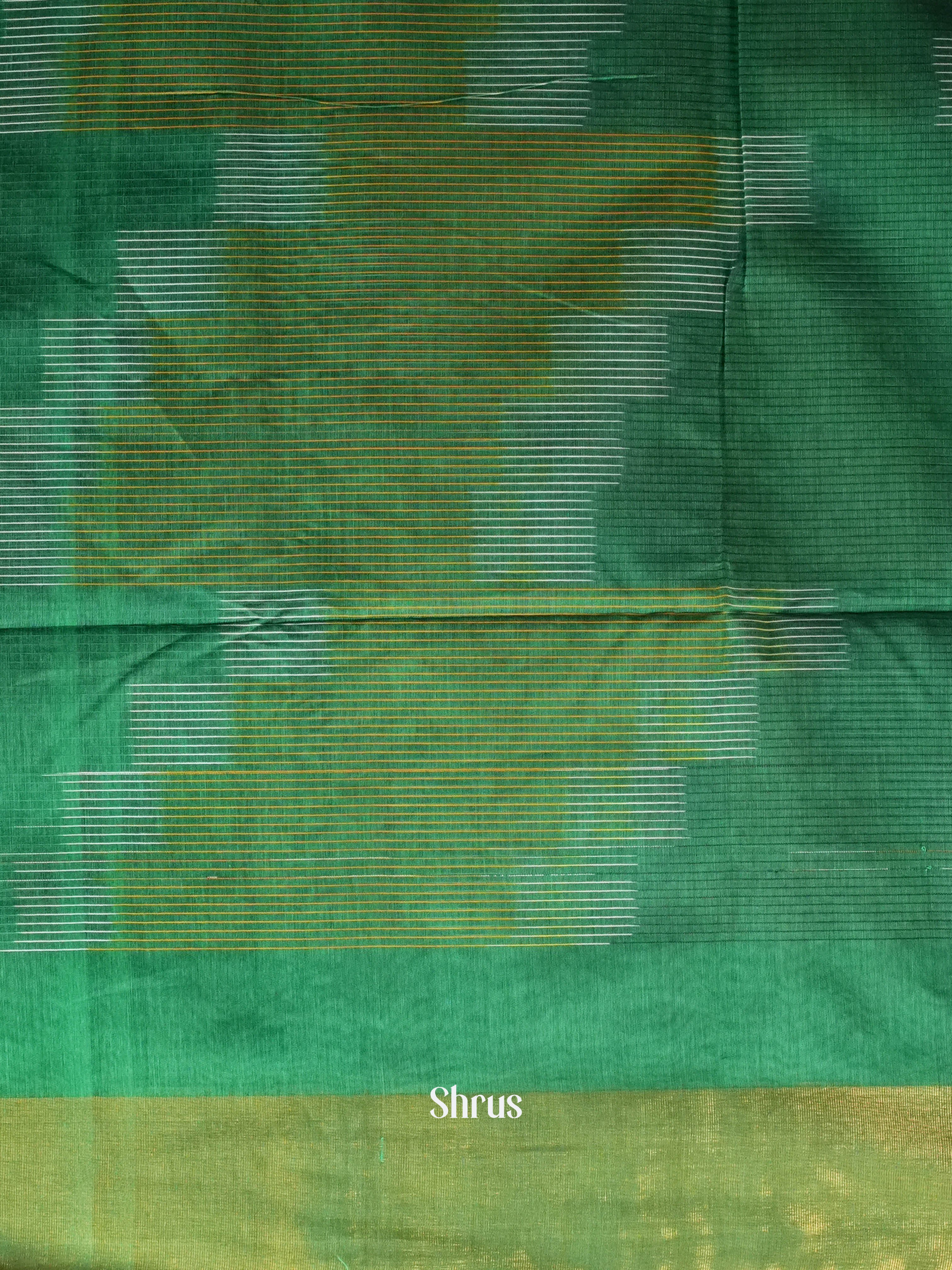 Green - Ikkat Kora Saree - Shop on ShrusEternity.com