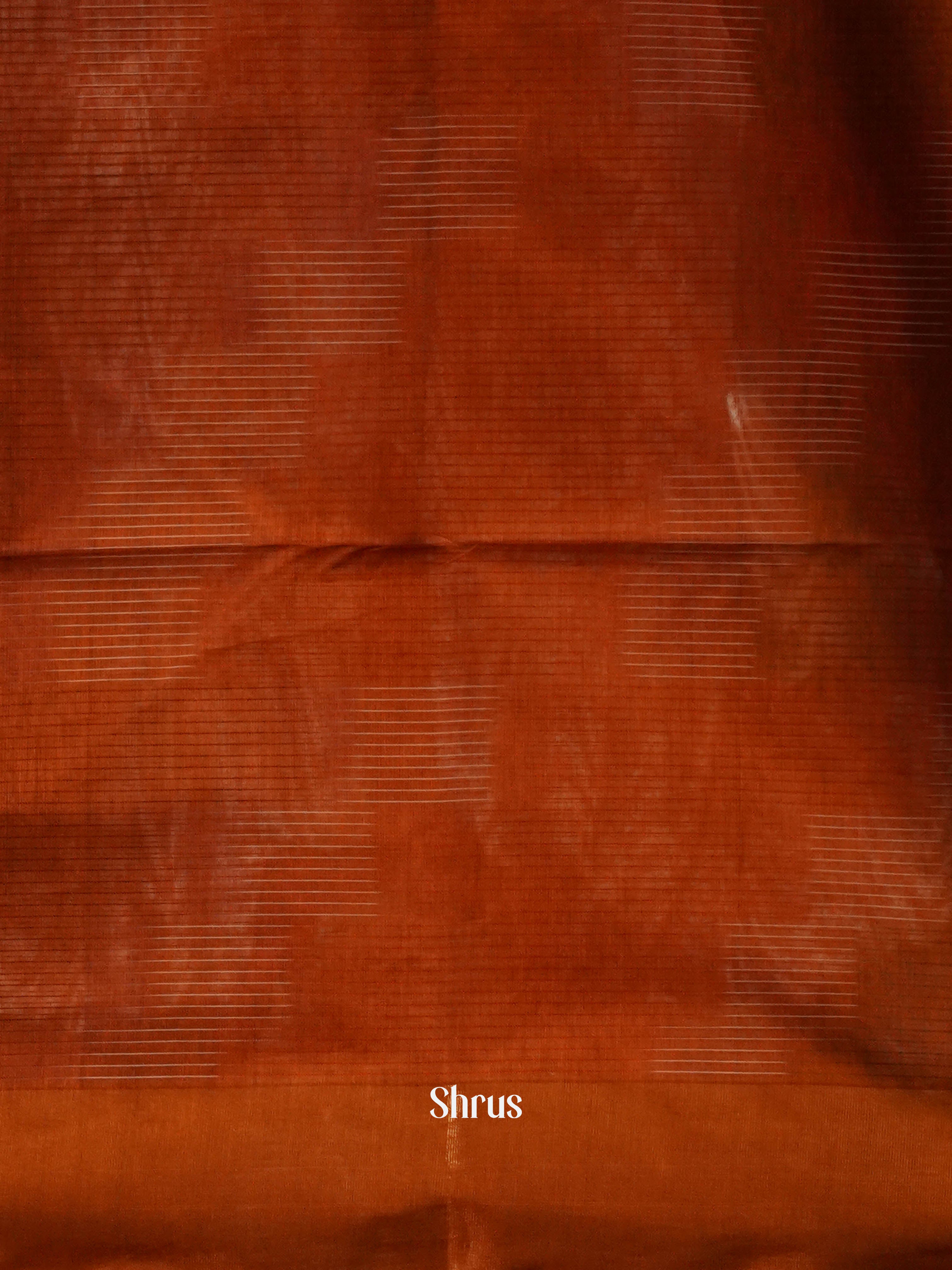 Orange & Brown - Ikkat Kora Saree - Shop on ShrusEternity.com