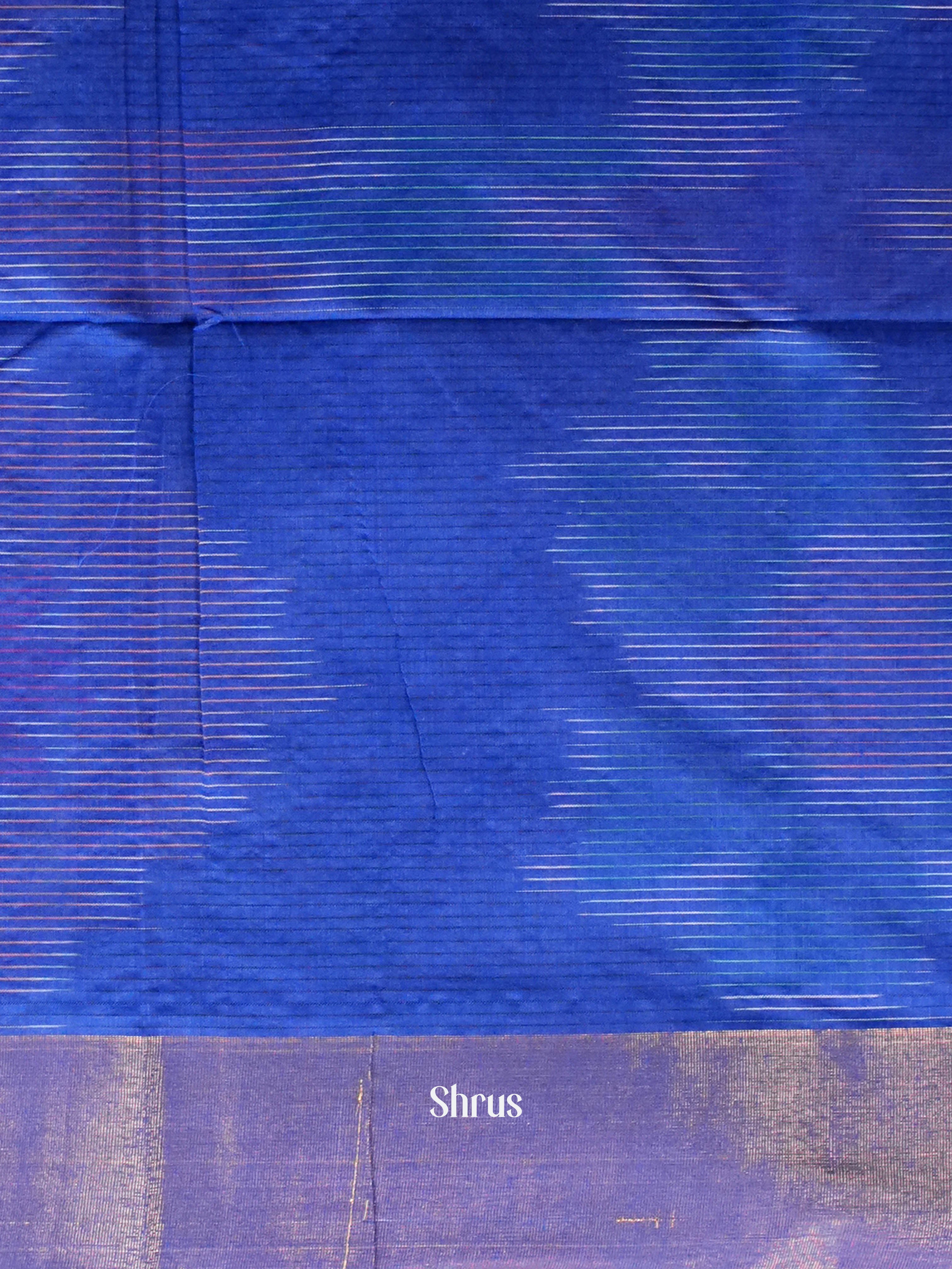 Blue - Ikkat Kora Saree - Shop on ShrusEternity.com