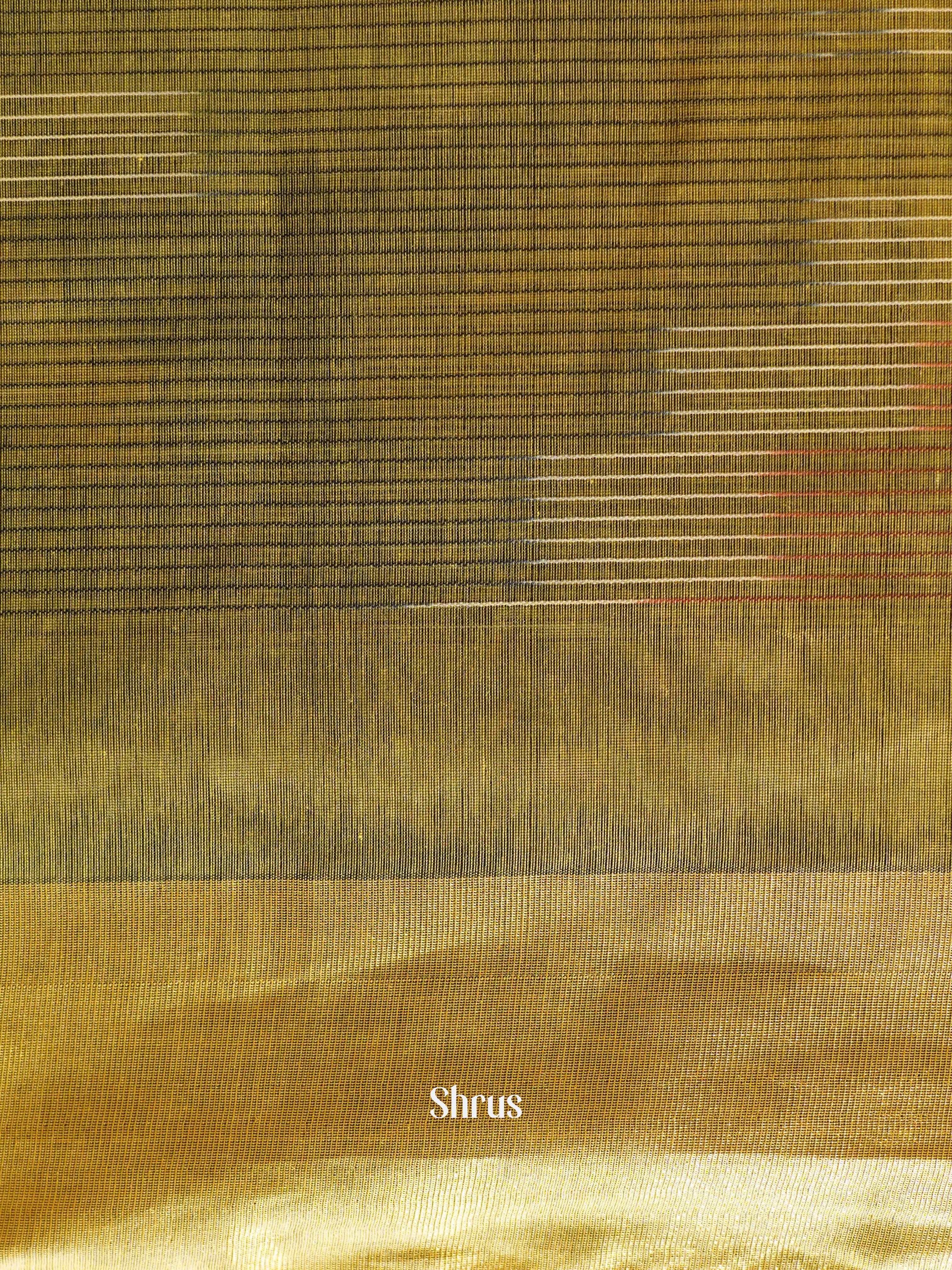 Golden Green - Ikkat Kora Saree - Shop on ShrusEternity.com