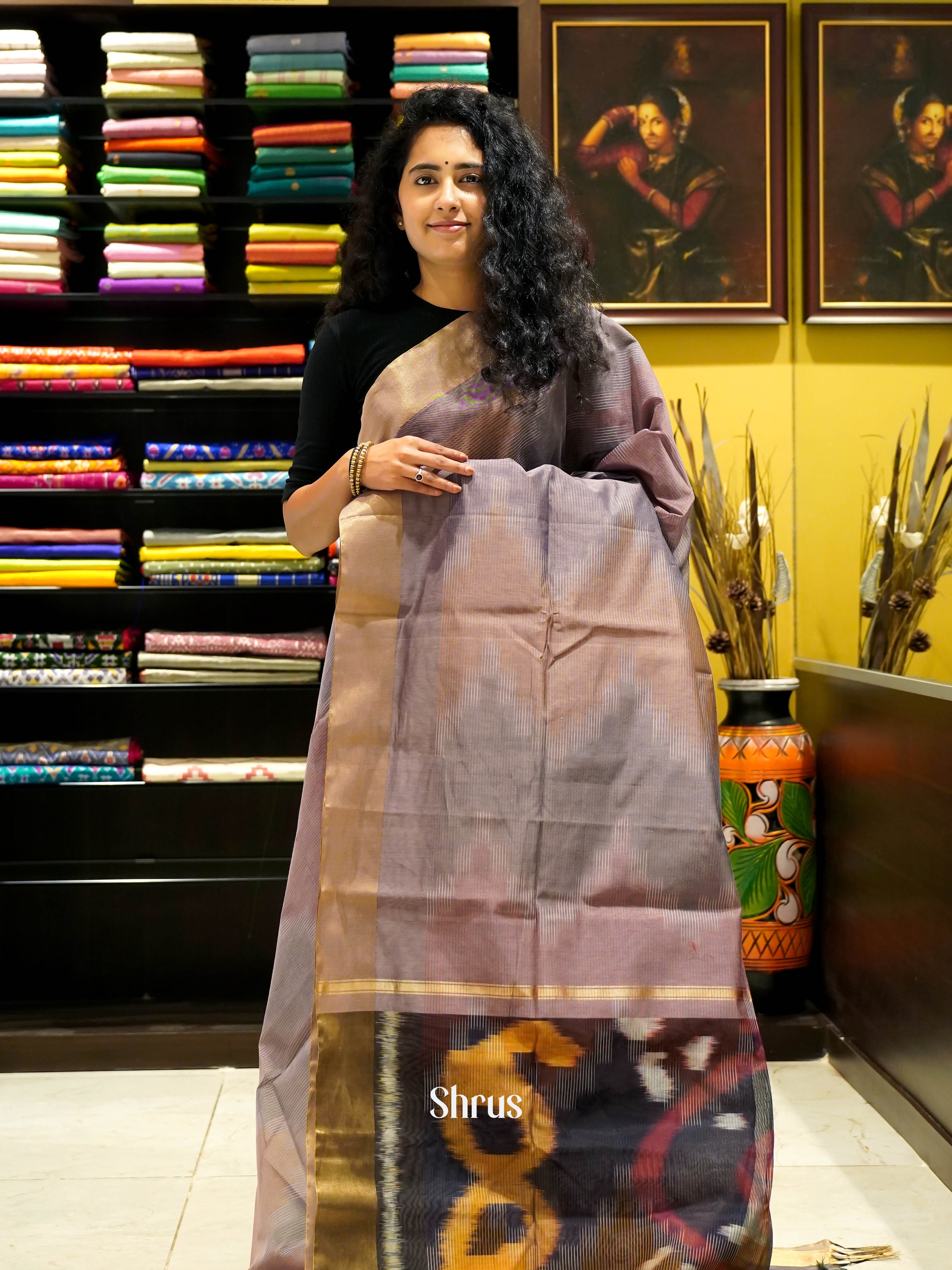 Light Purple - Ikkat Kora Saree - Shop on ShrusEternity.com