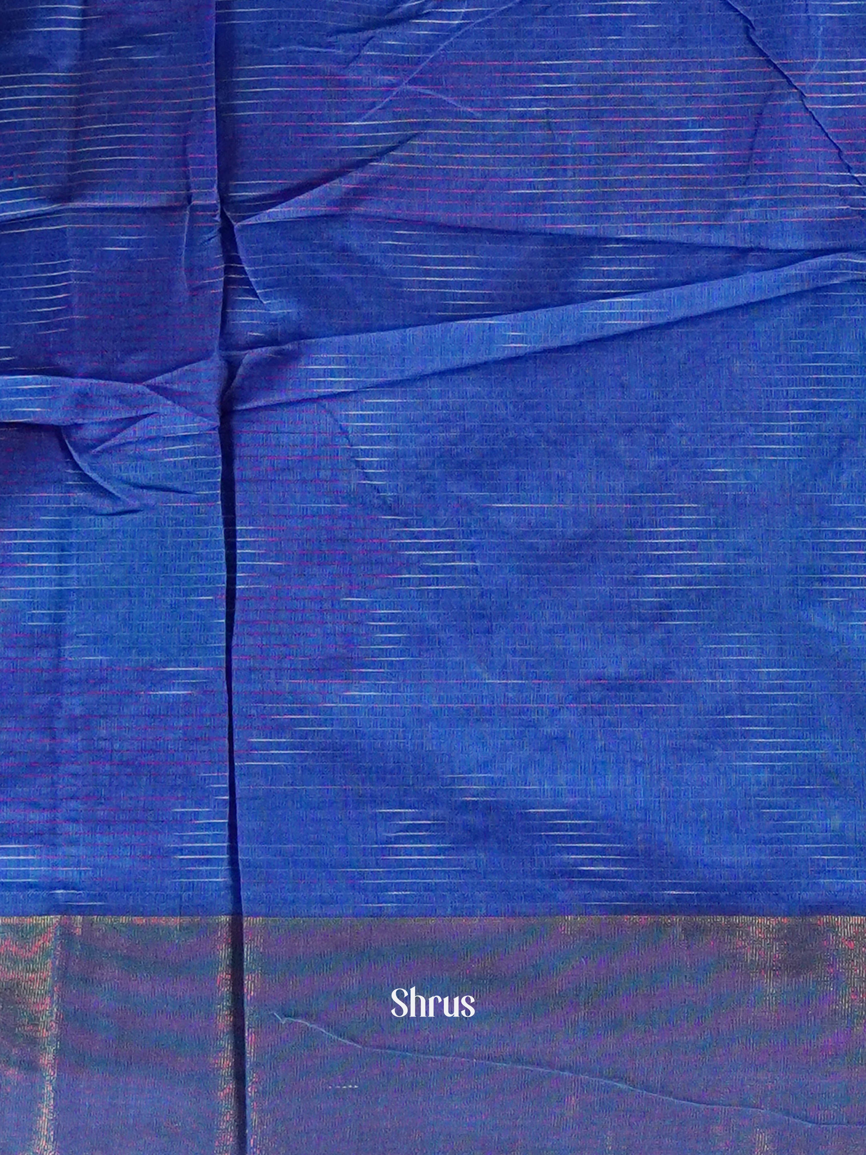 Blue - Ikkat Kora Saree - Shop on ShrusEternity.com