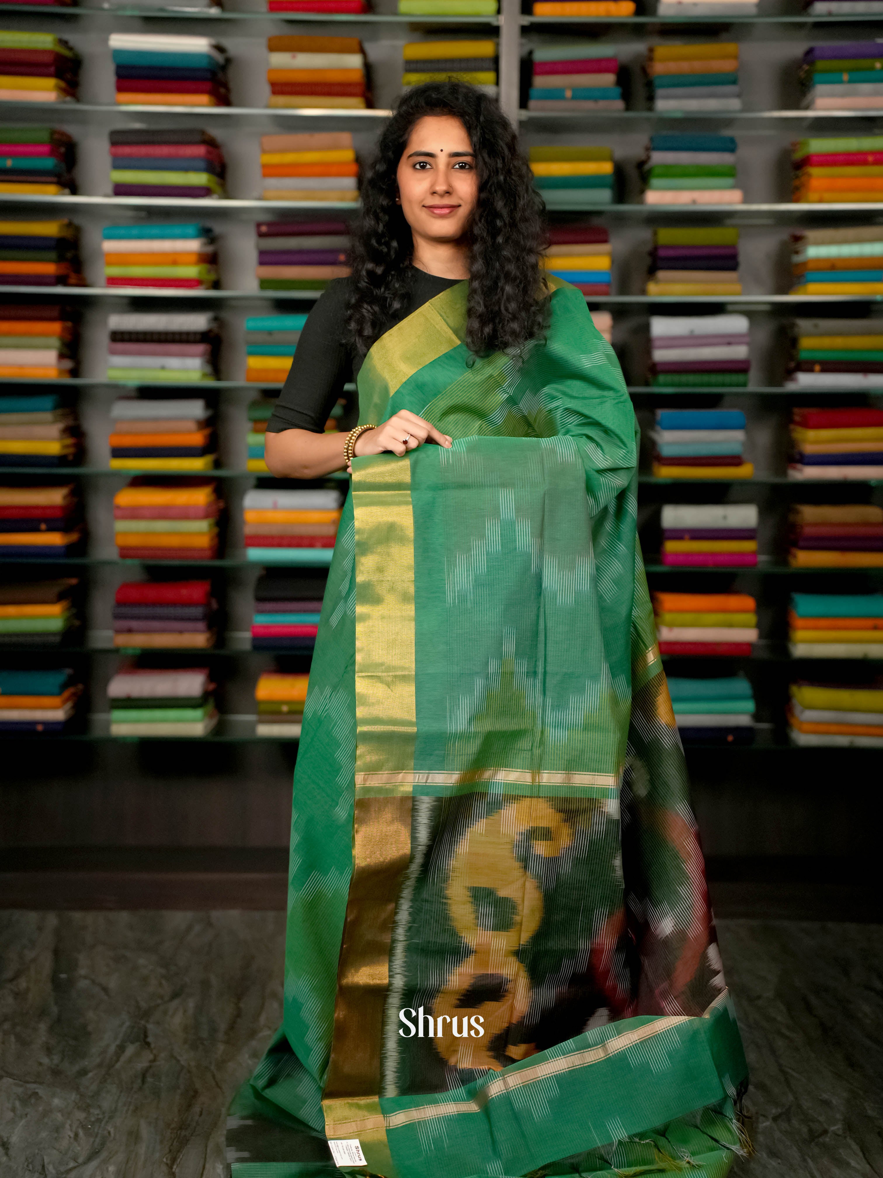 CHS10884 - Ikkat Kora Saree - Shop on ShrusEternity.com
