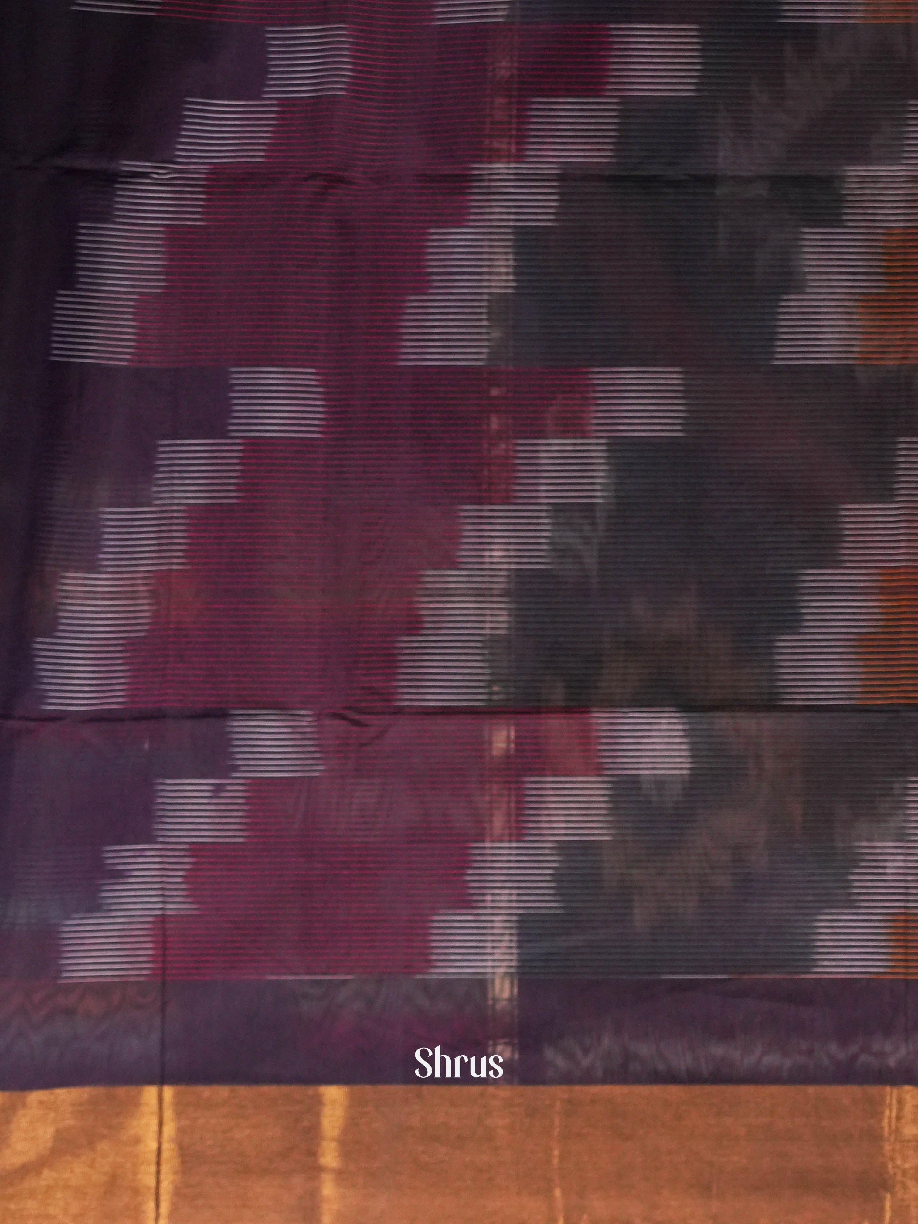 Purple - Ikkat Kora Saree - Shop on ShrusEternity.com
