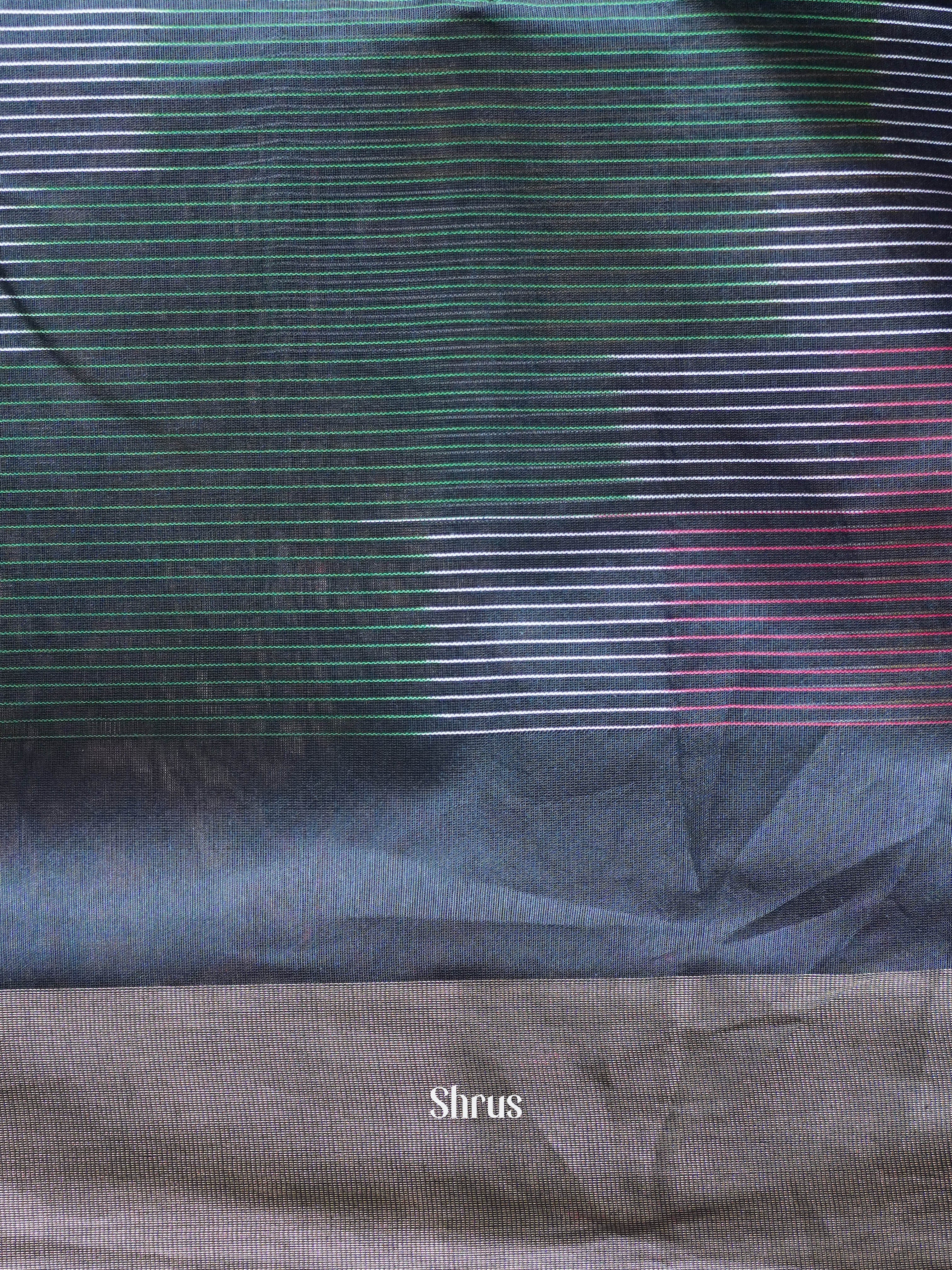 Blue With Multicolour - Ikkat Kora Saree - Shop on ShrusEternity.com