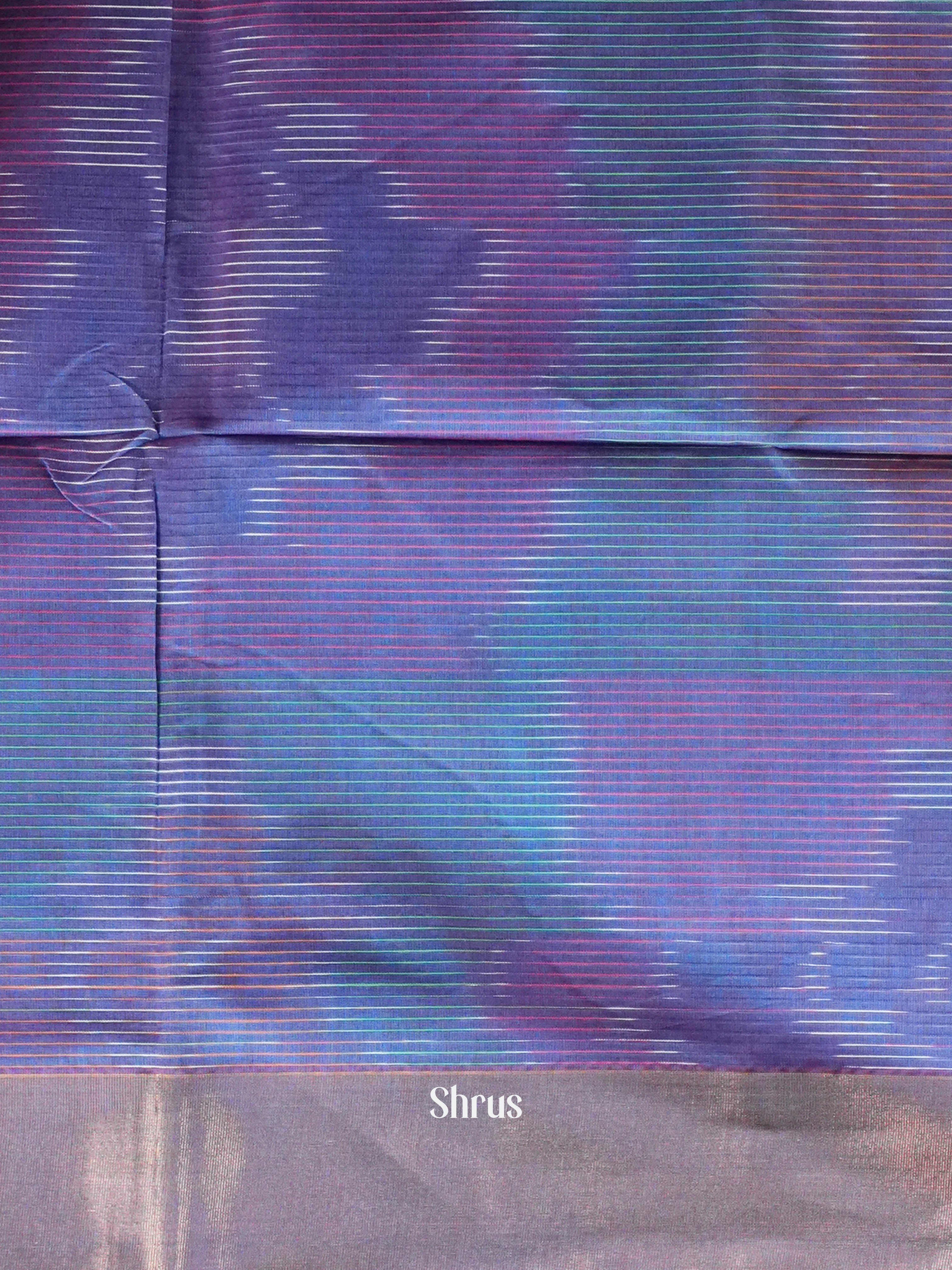 Purple - Ikkat Kora Saree - Shop on ShrusEternity.com