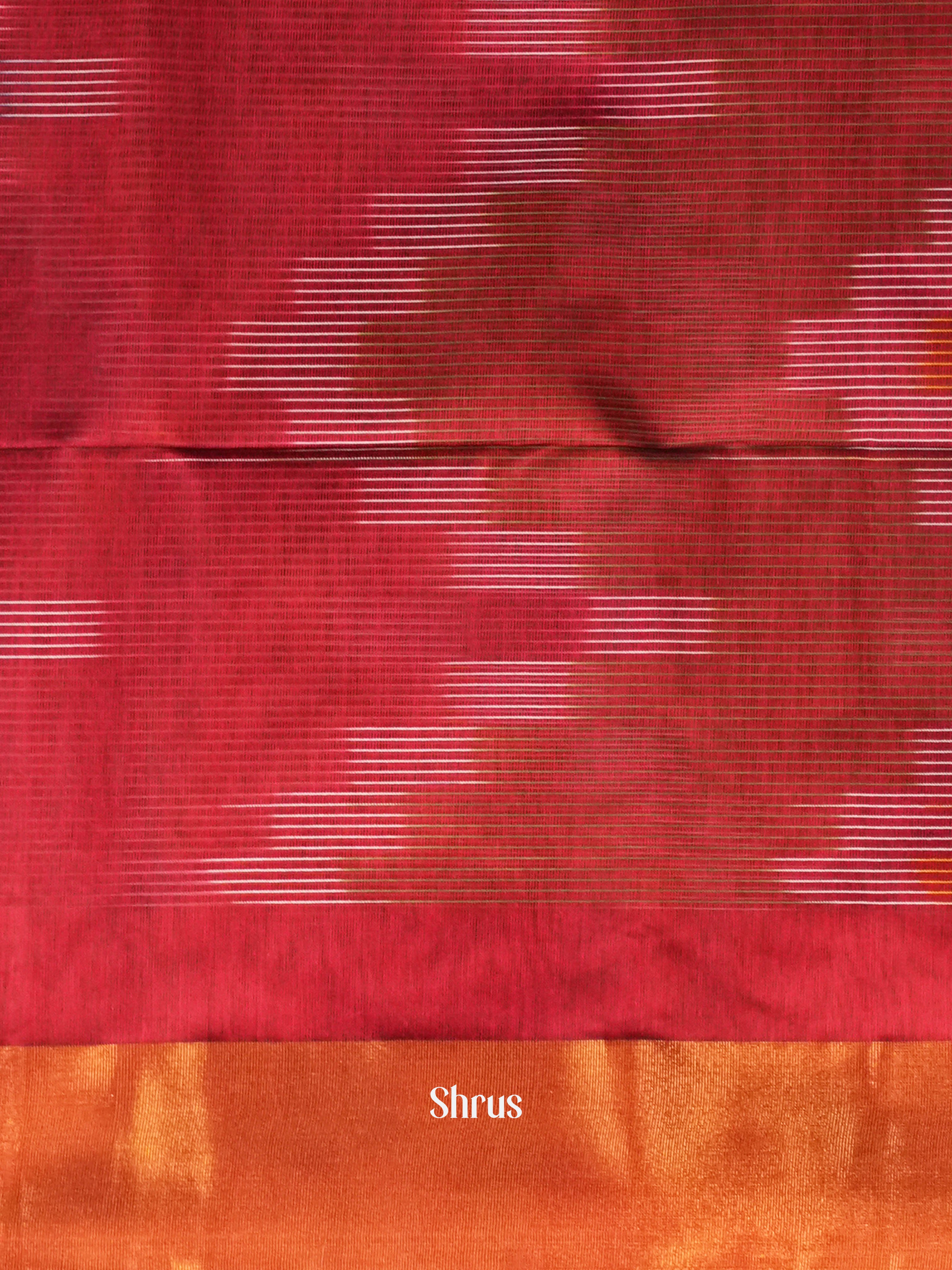 Maroon - Ikkat Kora Saree - Shop on ShrusEternity.com