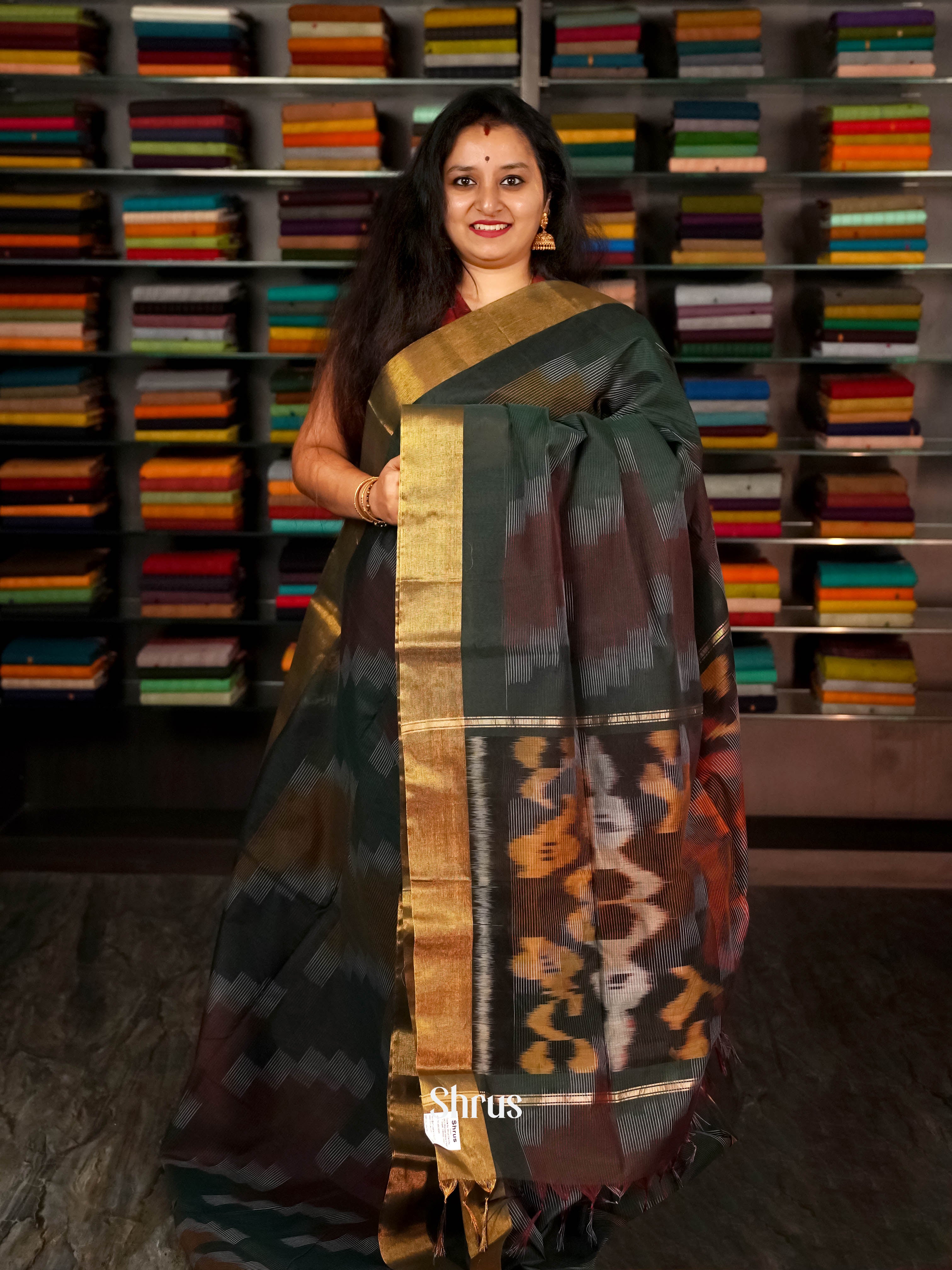 CHS10891 - Ikkat Kora Saree - Shop on ShrusEternity.com