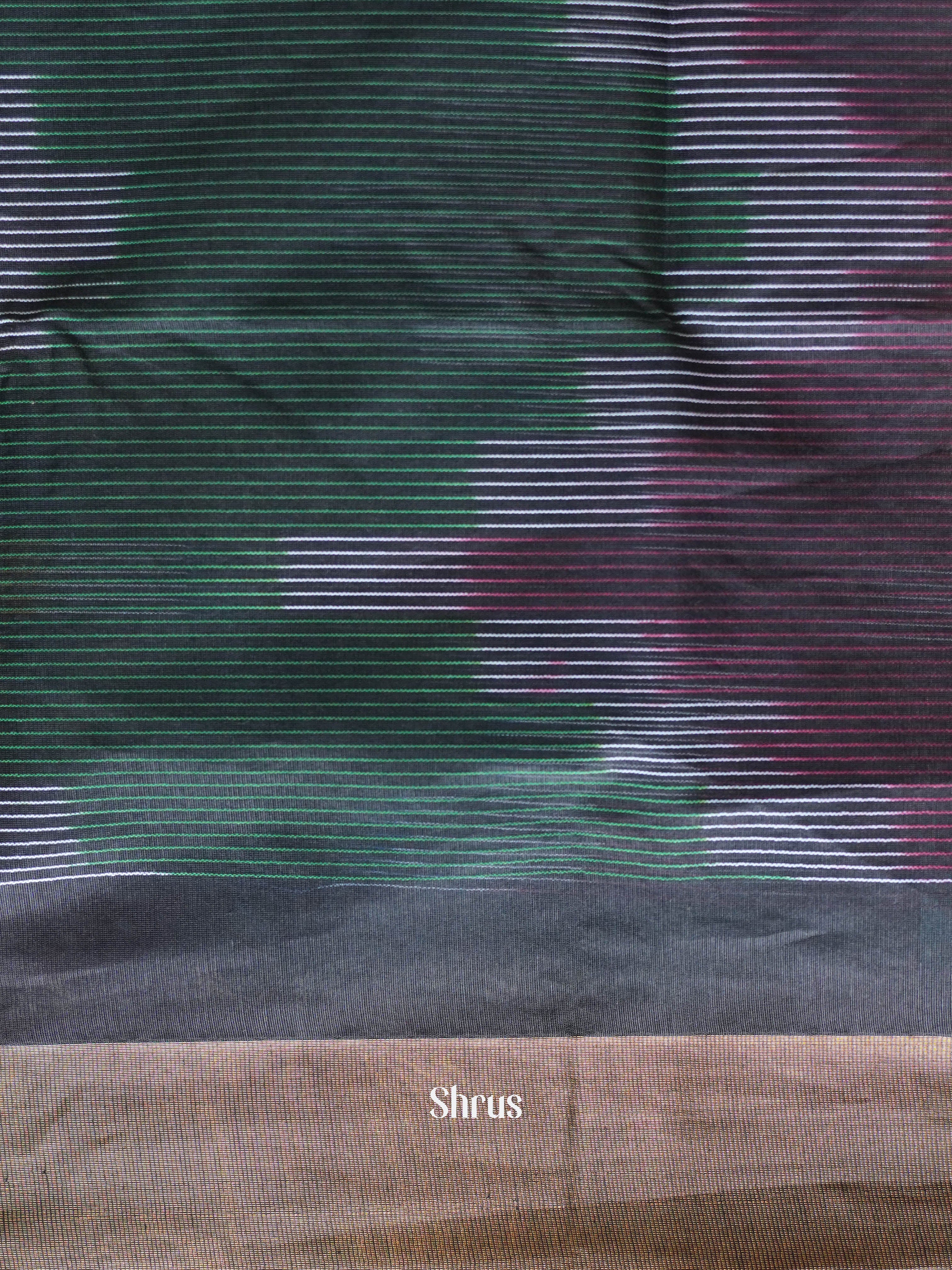 Greenish Blue - Ikkat Kora Saree - Shop on ShrusEternity.com
