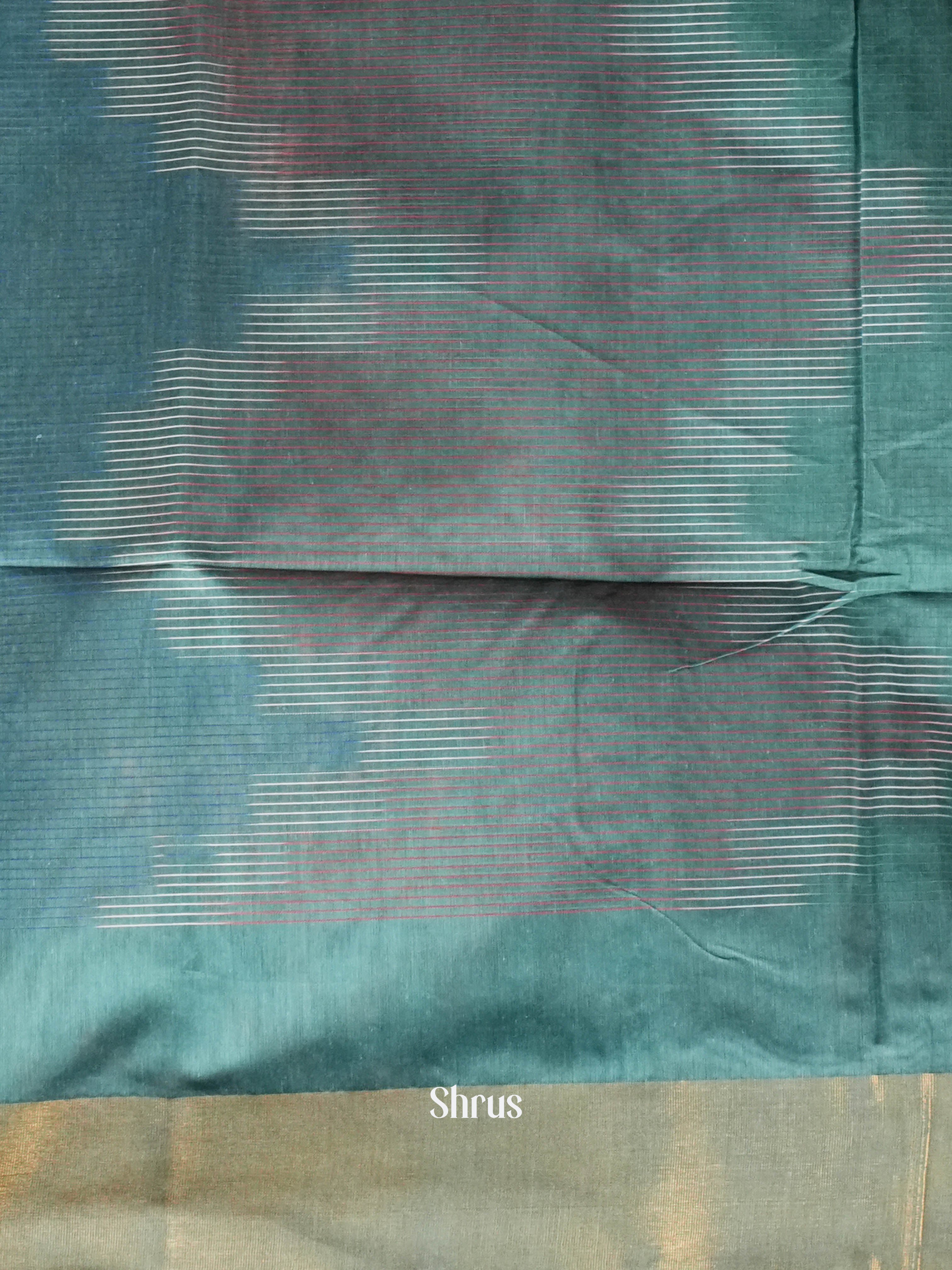 Greyish Blue- Ikkat Kora Saree - Shop on ShrusEternity.com