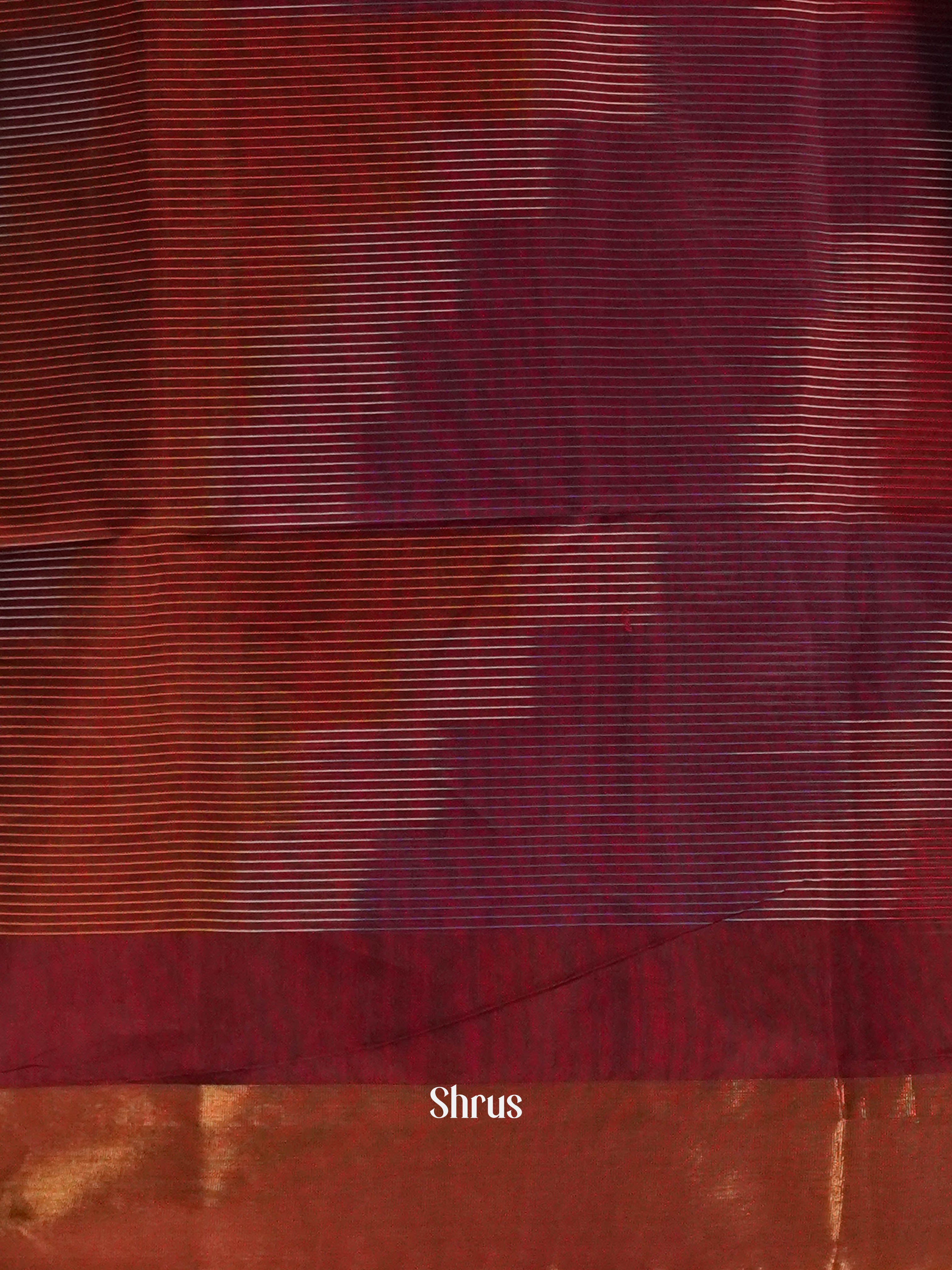 Maroon - Ikkat Kora Saree - Shop on ShrusEternity.com
