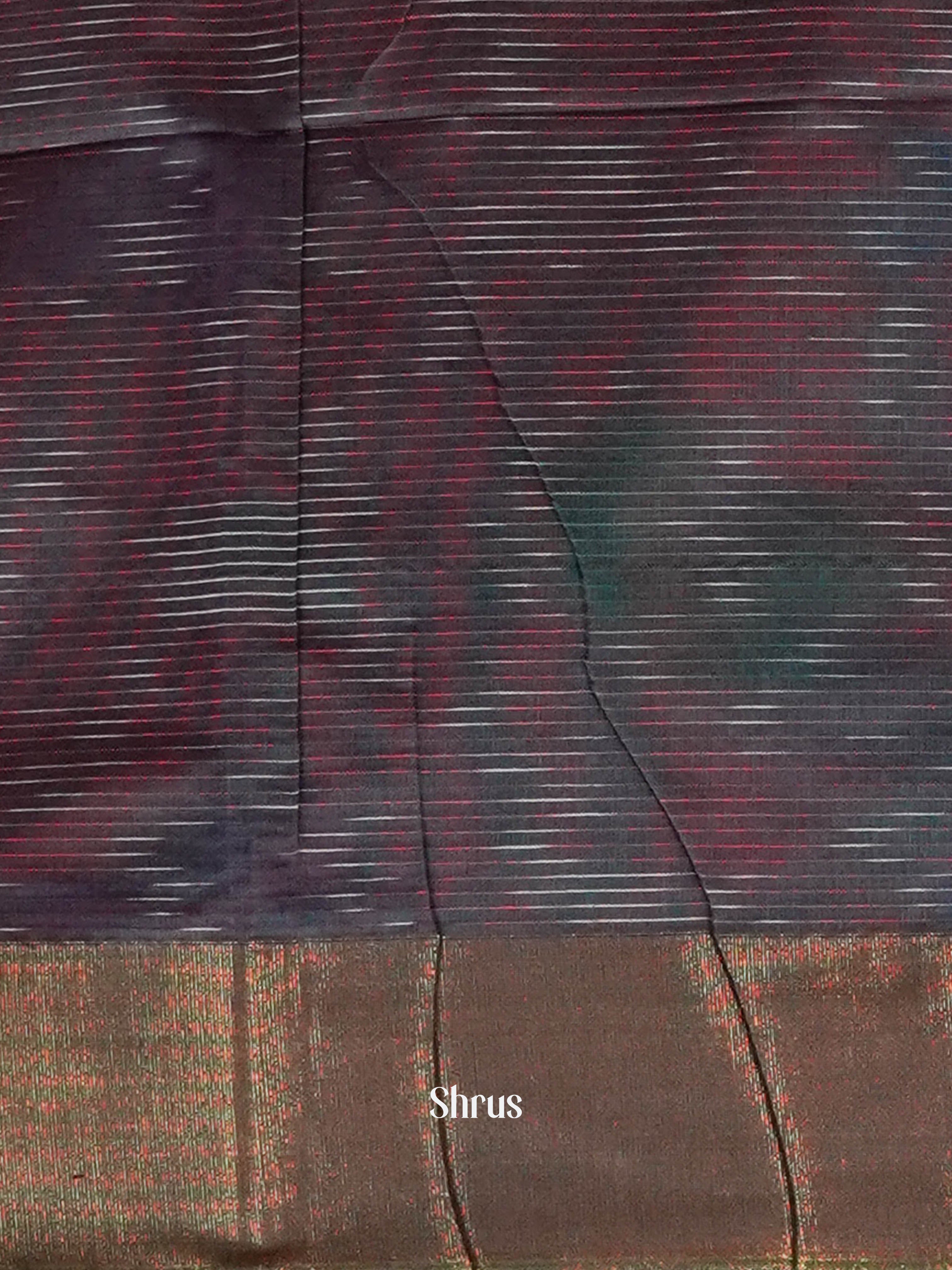 Purple & Blue - Ikkat Kora Saree - Shop on ShrusEternity.com