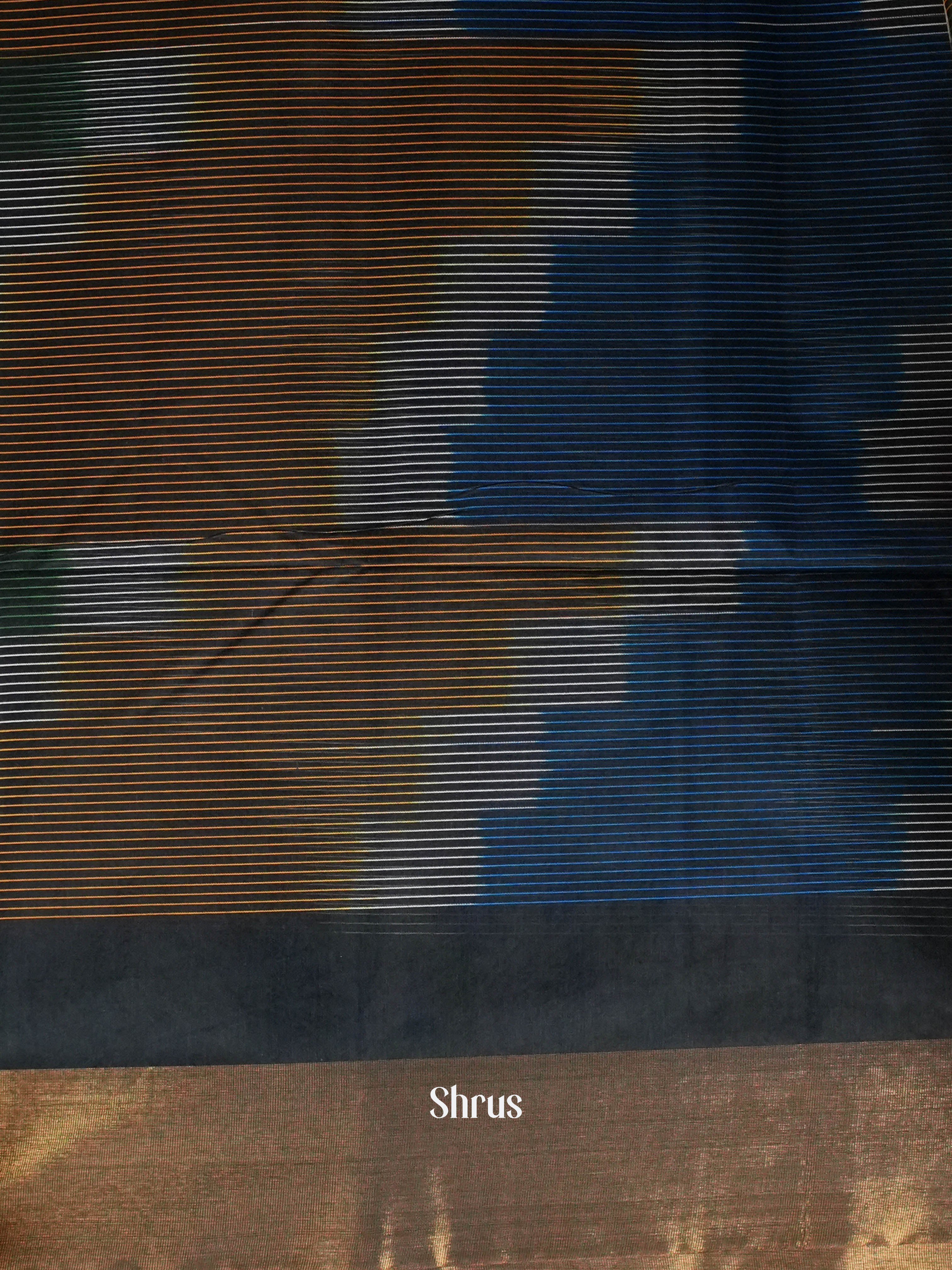 Blue - Ikkat Kora Saree - Shop on ShrusEternity.com