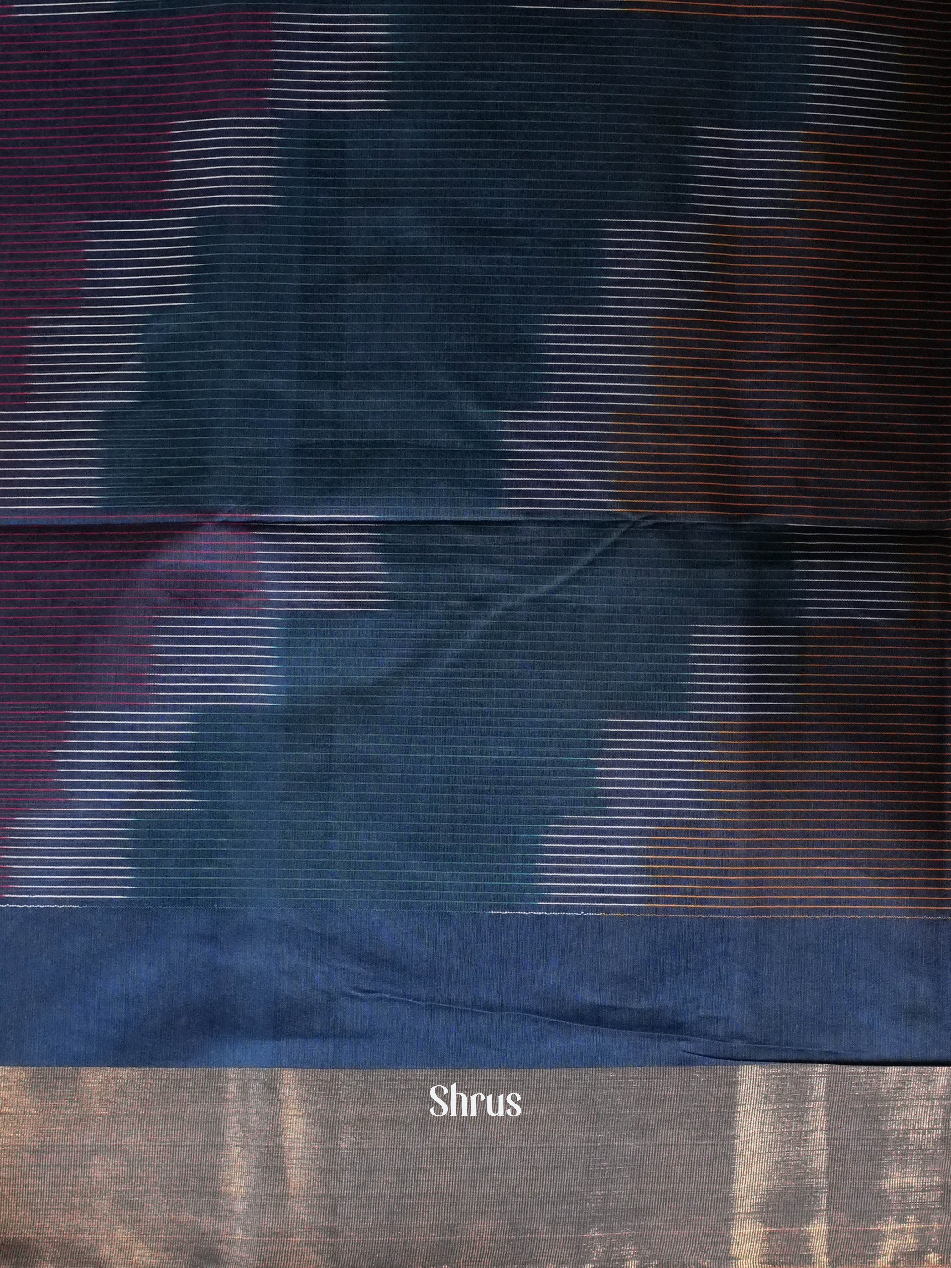 Blue - Ikkat Kora Saree - Shop on ShrusEternity.com