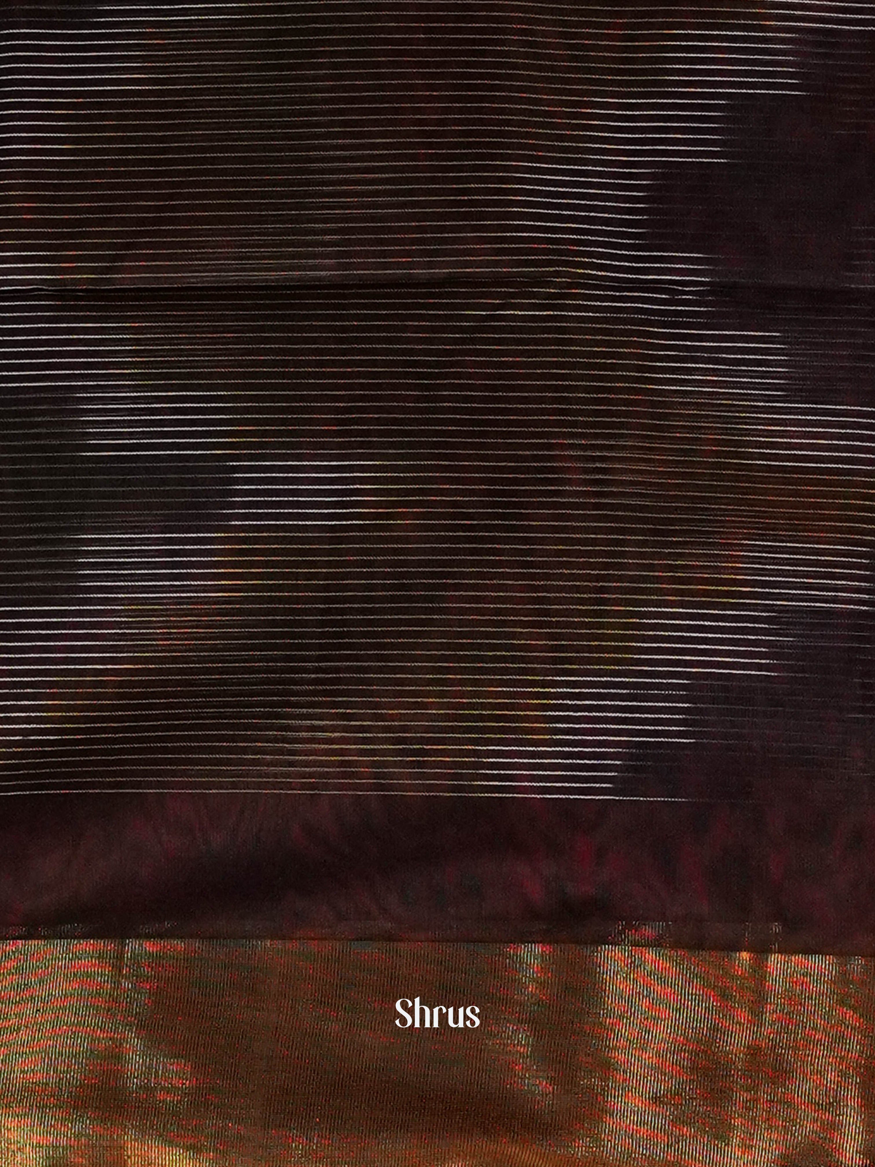 Maroon & Brown - Ikkat Kora Saree - Shop on ShrusEternity.com