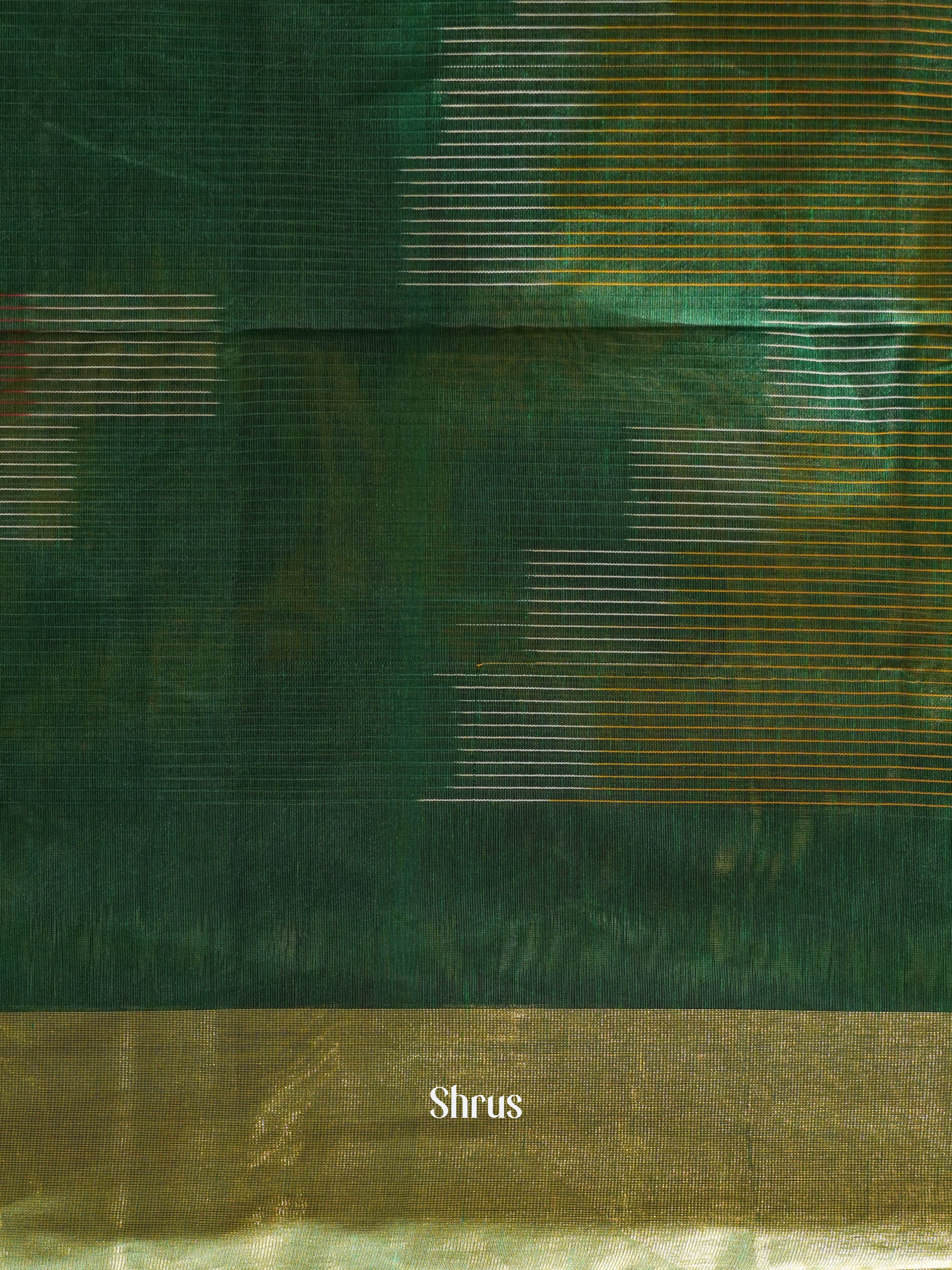 Dark Green - Ikkat Kora Saree - Shop on ShrusEternity.com