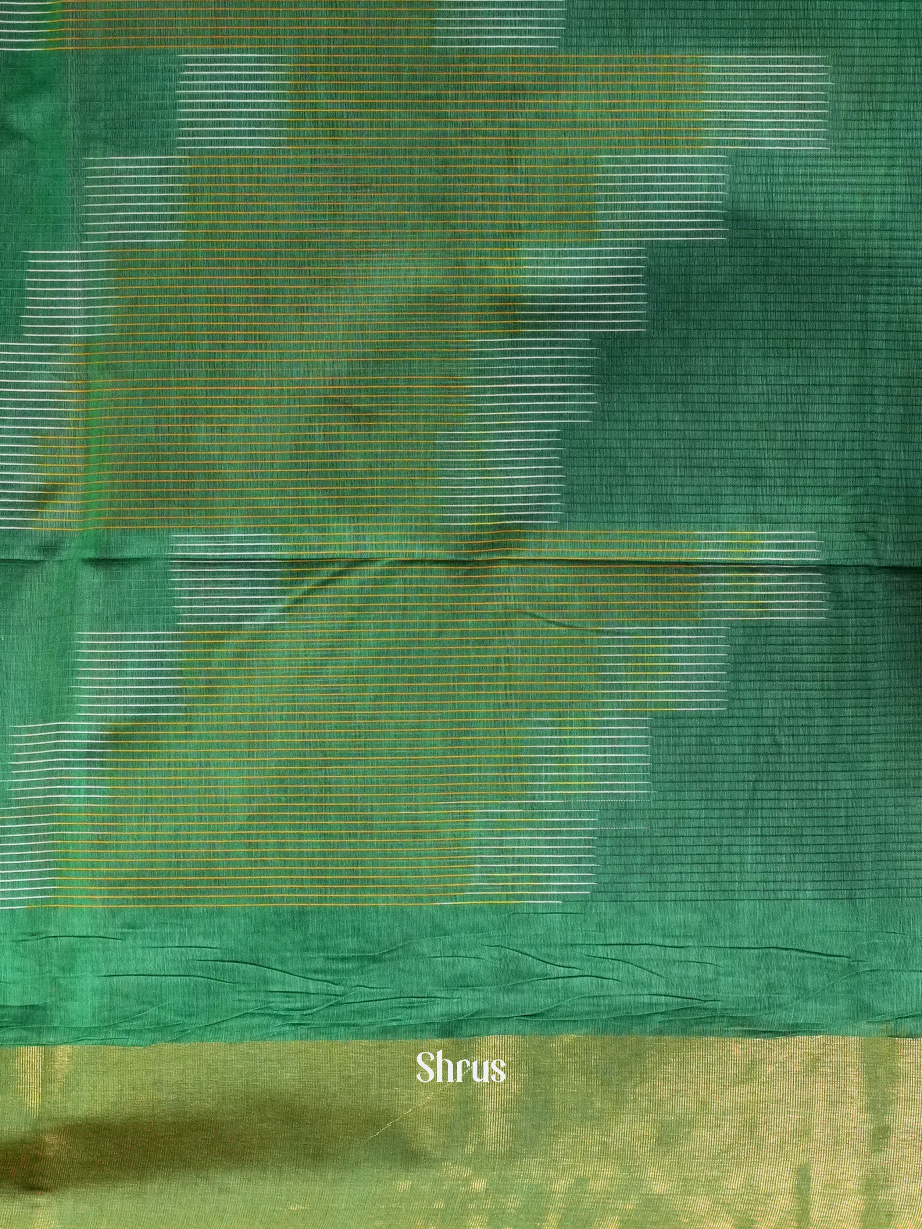 Green - Ikkat Kora Saree - Shop on ShrusEternity.com