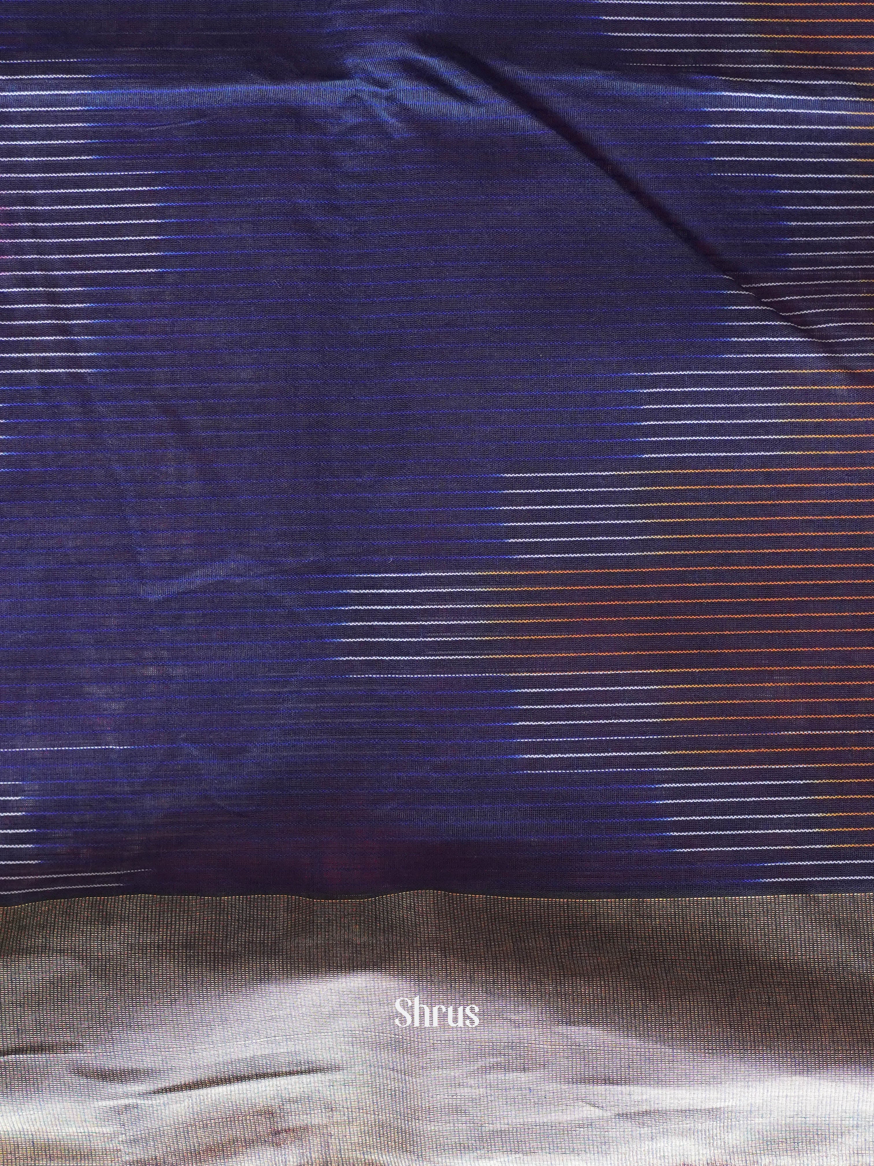 Magenta & Violet - Ikkat Kora Saree - Shop on ShrusEternity.com