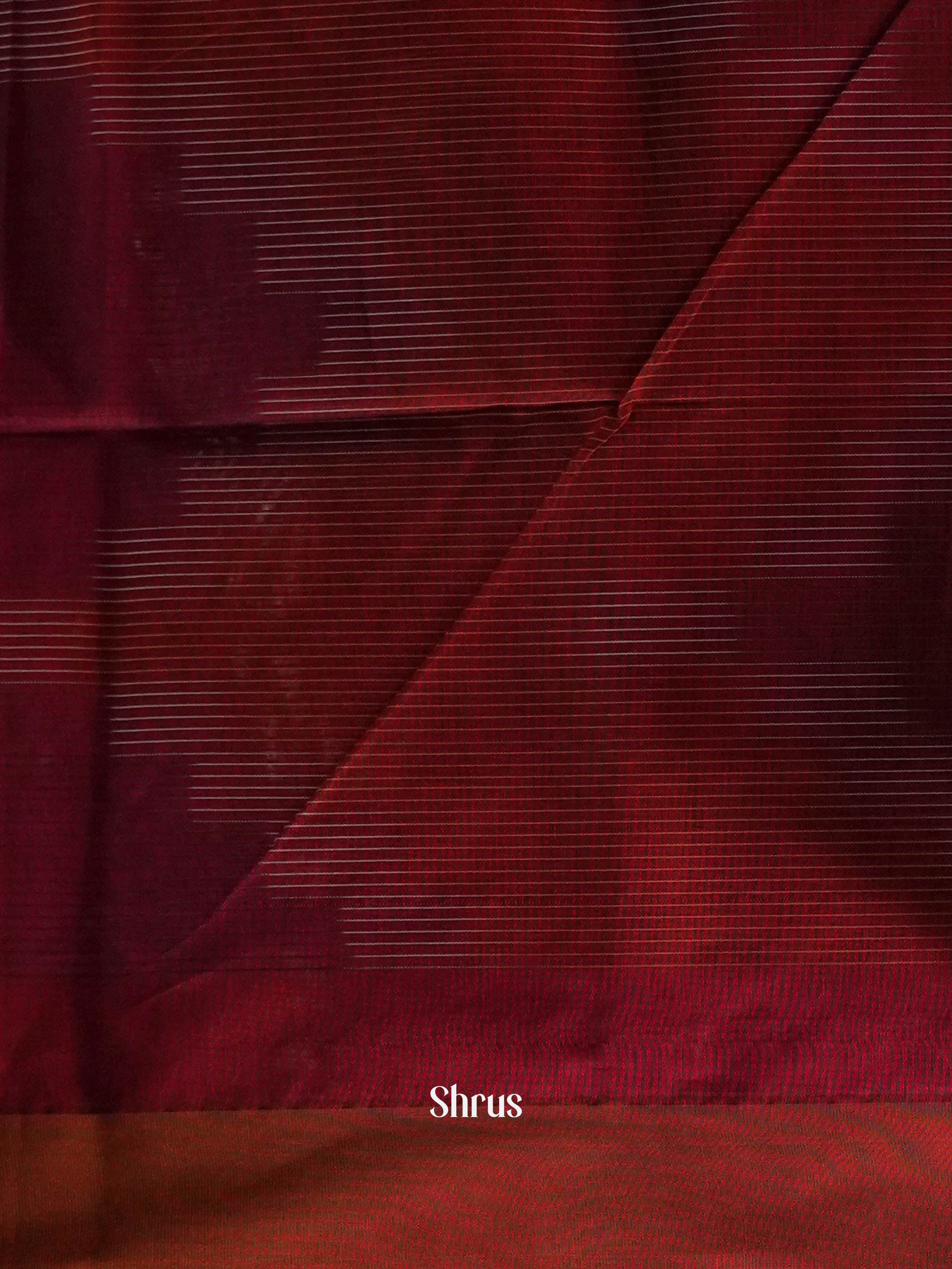 Red & Maroon- Ikkat Kora Saree - Shop on ShrusEternity.com
