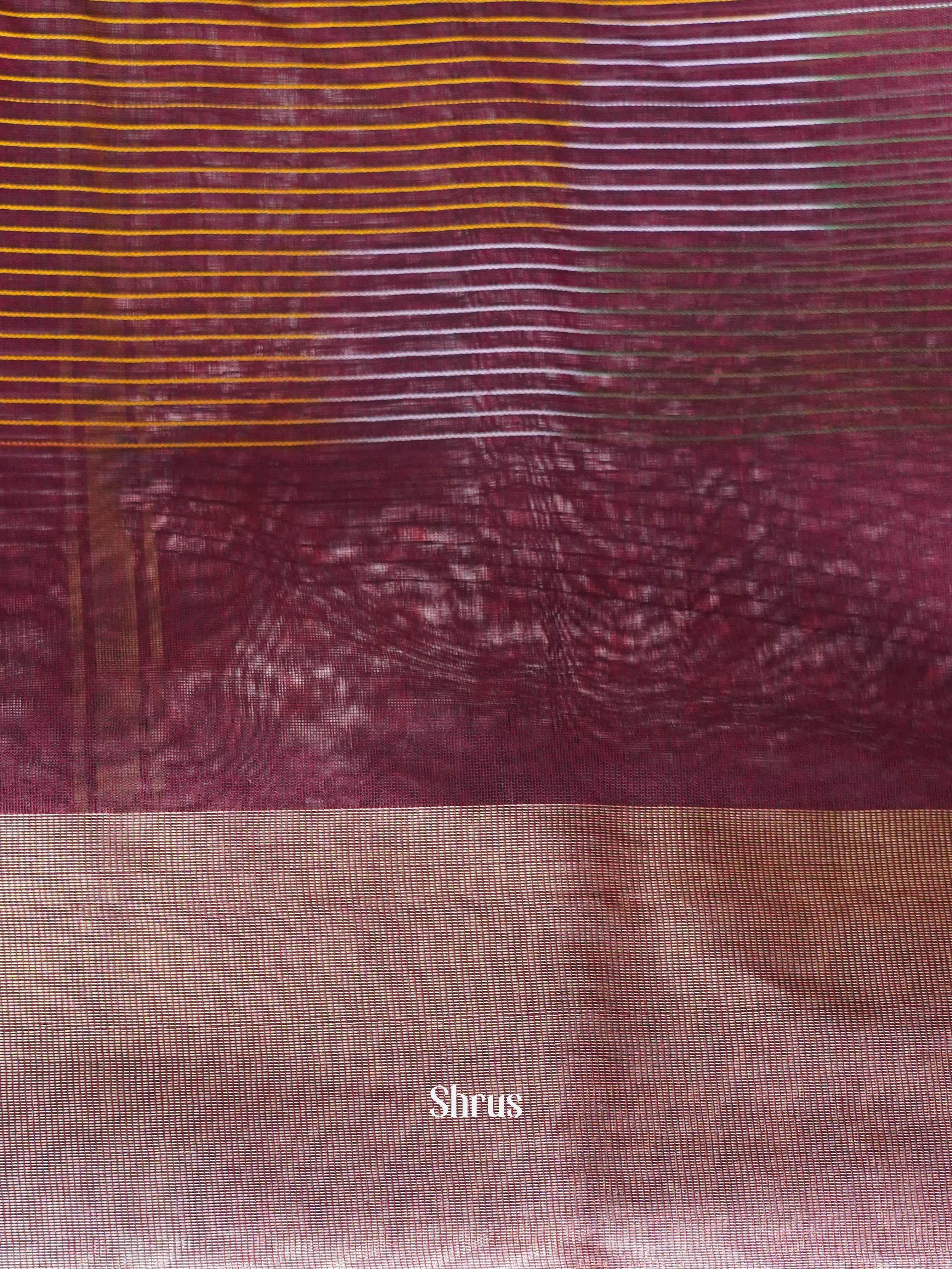 Maroon - Ikkat Kora Saree - Shop on ShrusEternity.com