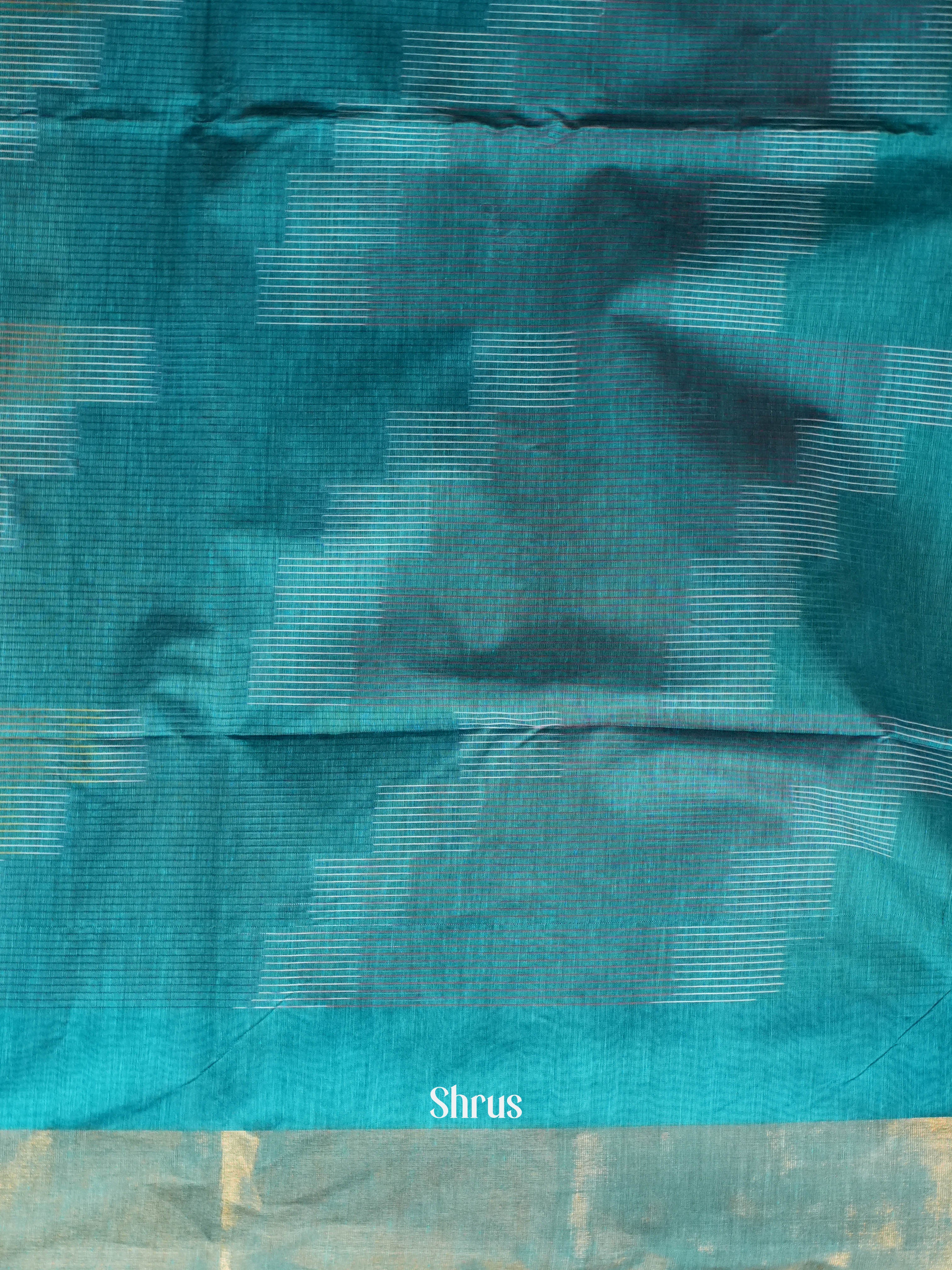 Blue - Ikkat Kora Saree - Shop on ShrusEternity.com