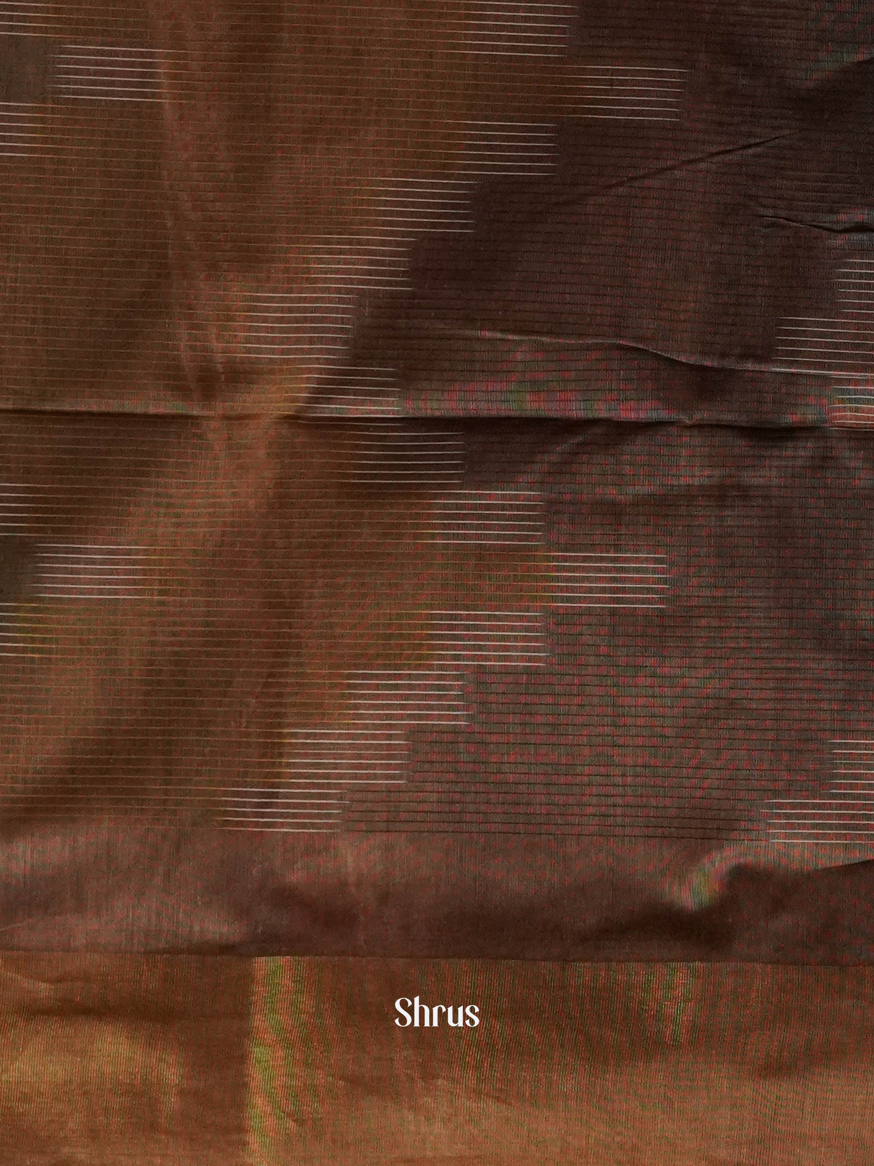 Brown - Ikkat Kora Saree - Shop on ShrusEternity.com