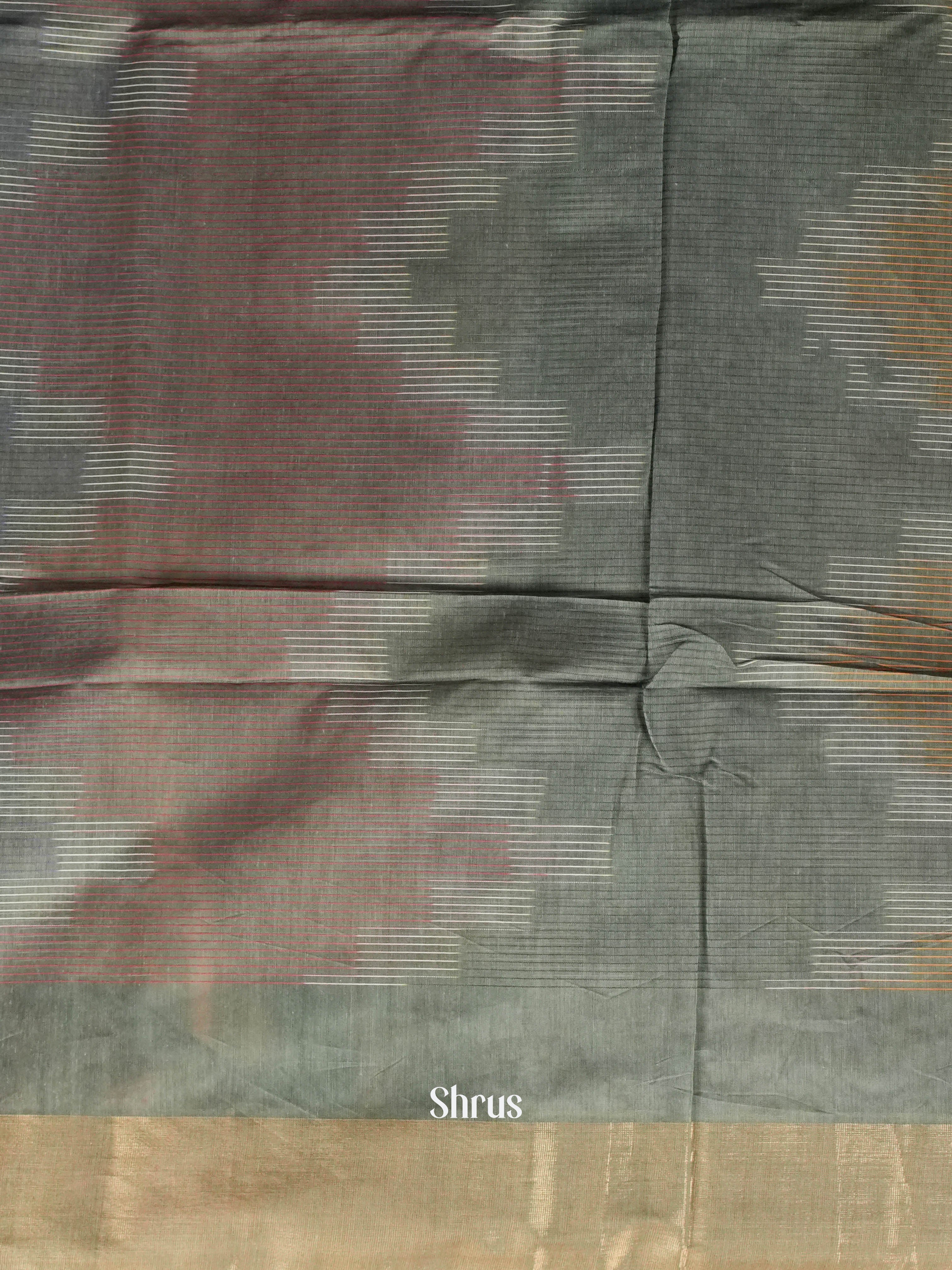Teal Grey - Ikkat Kora Saree - Shop on ShrusEternity.com