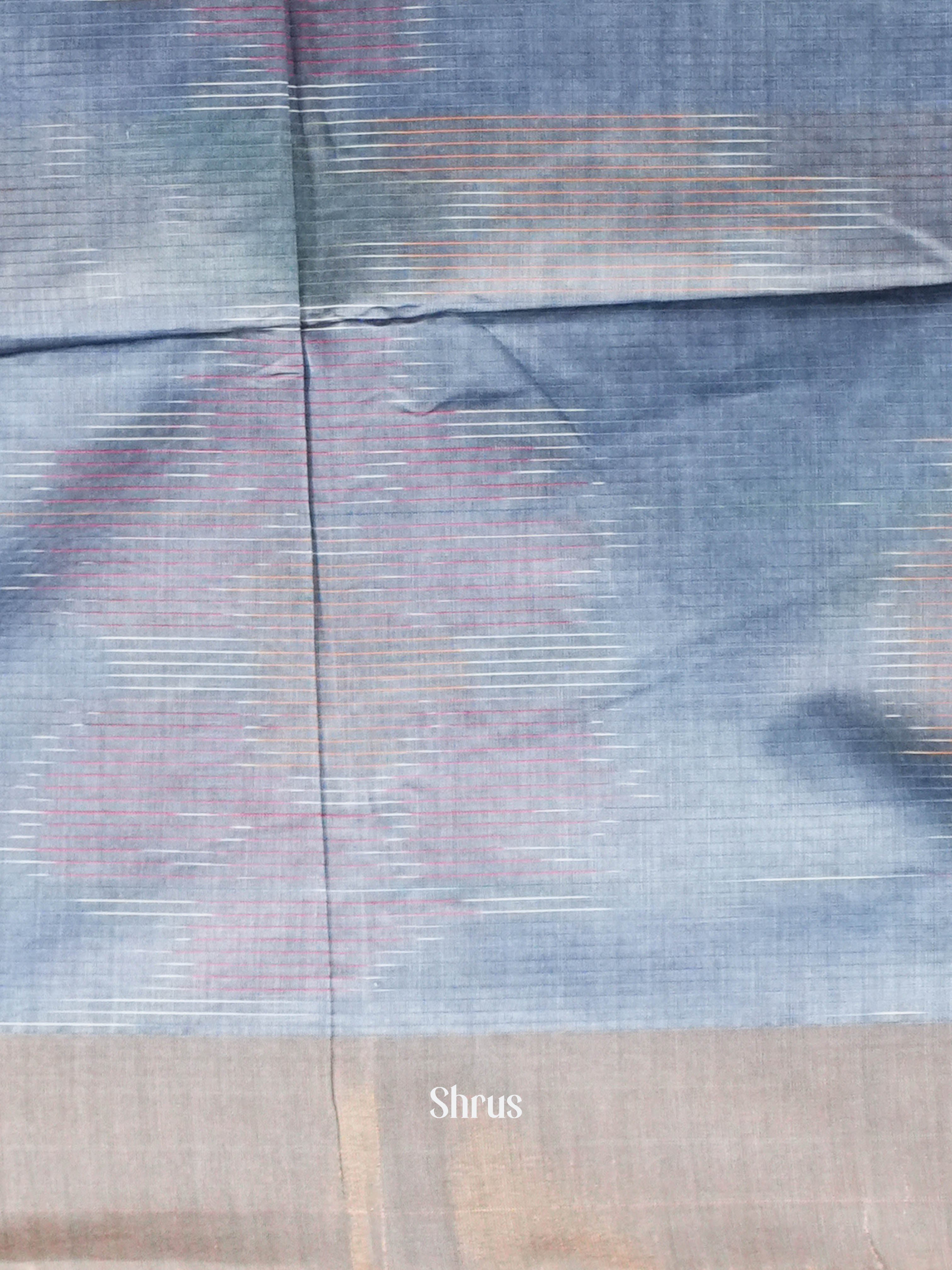 Grey - Ikkat Kora Saree - Shop on ShrusEternity.com