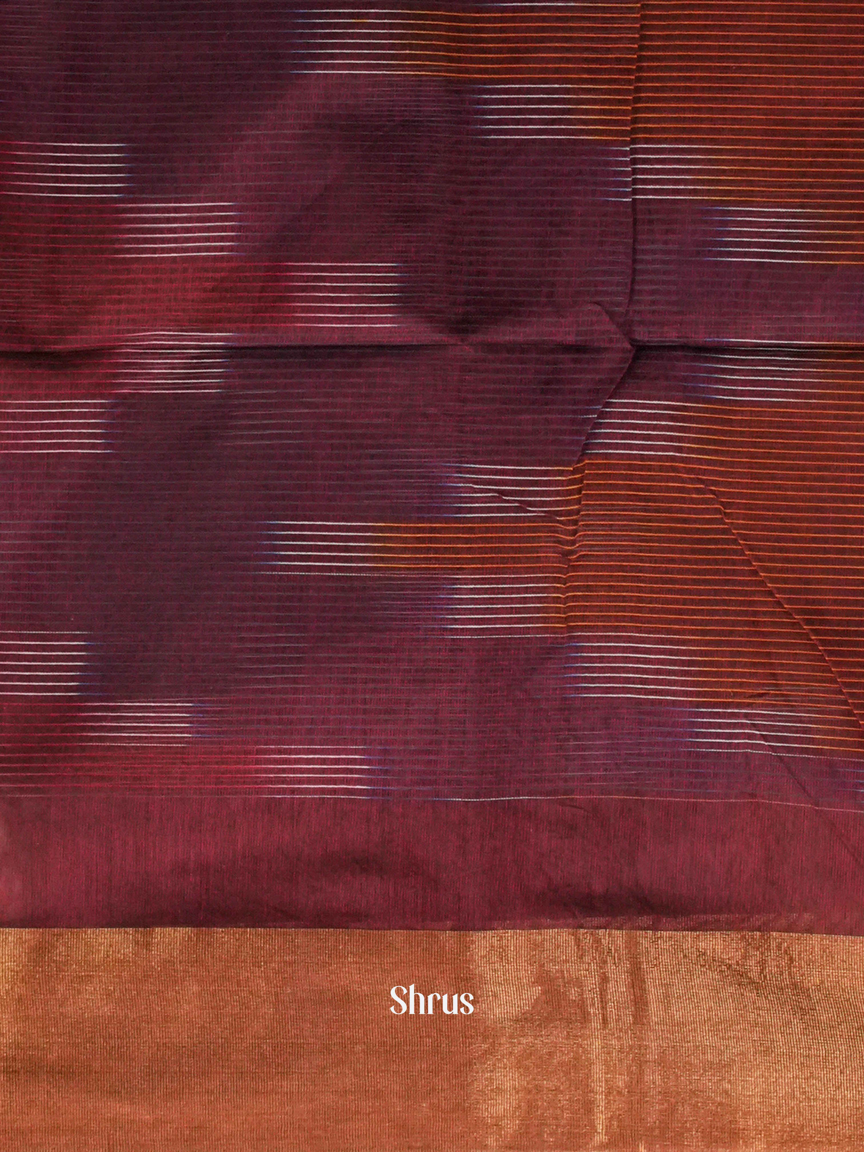 Brown - Ikkat Kora Saree - Shop on ShrusEternity.com