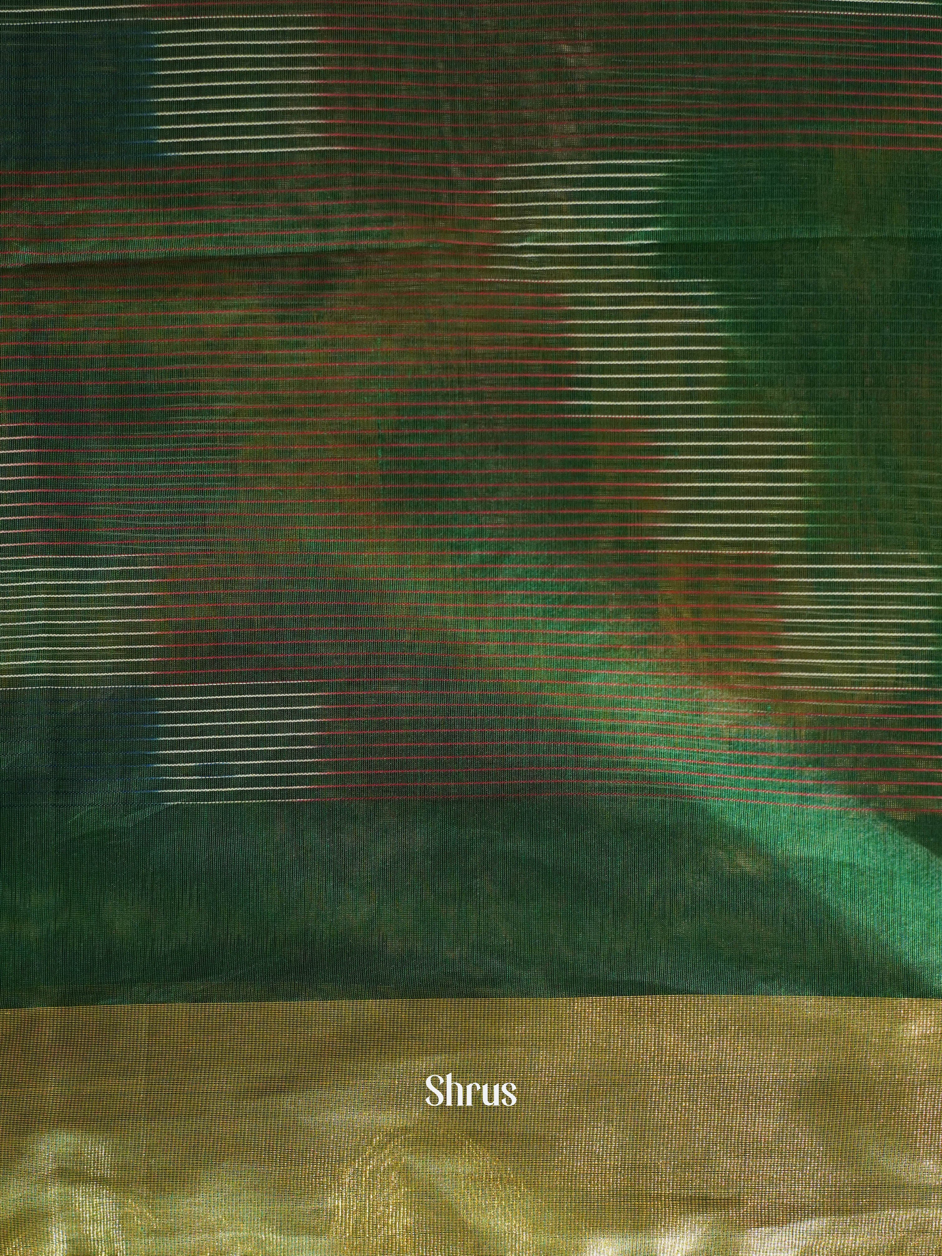 Green - Ikkat Kora Saree - Shop on ShrusEternity.com