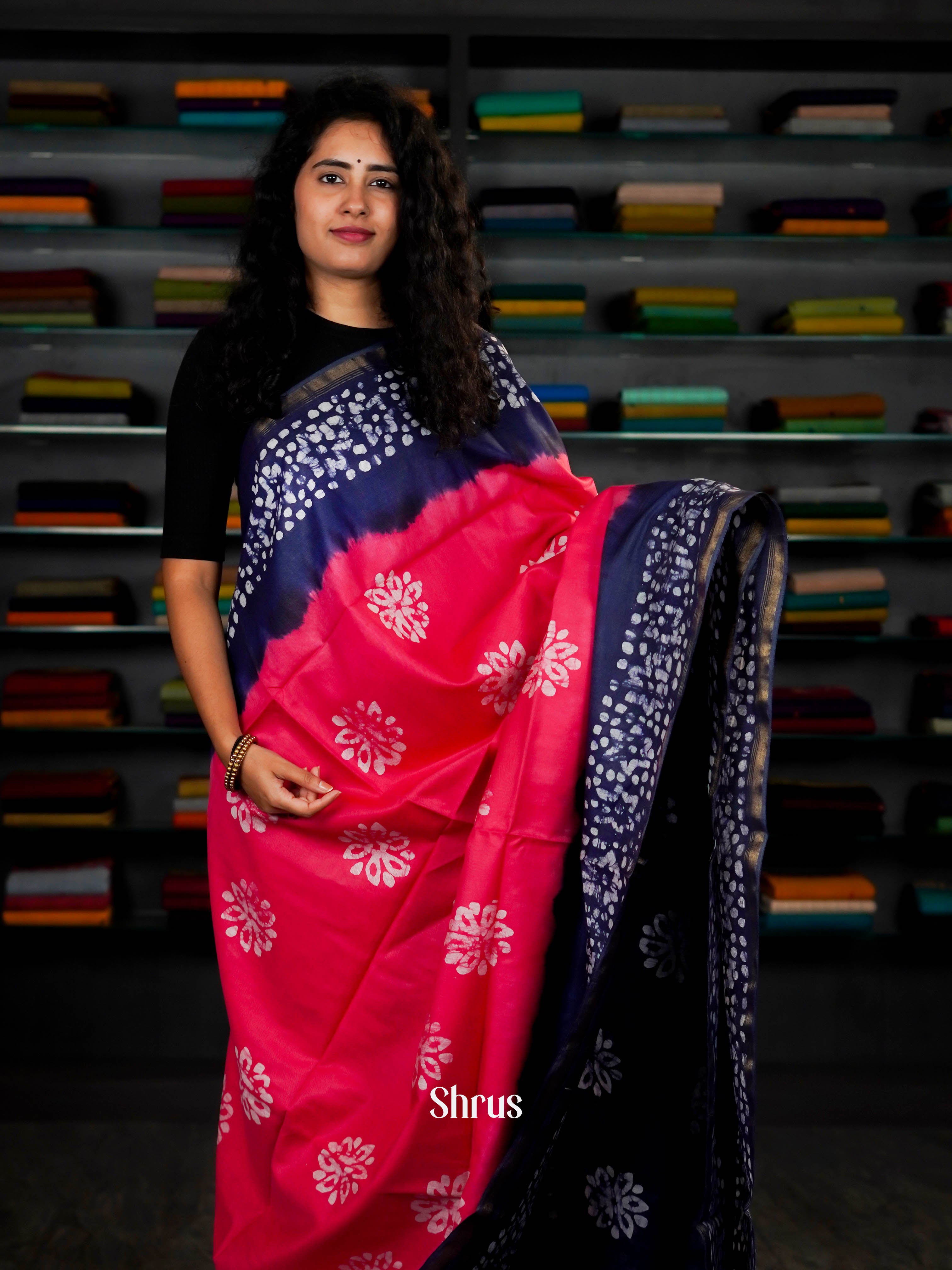 Pink & Blue - Bhatik Saree - Shop on ShrusEternity.com
