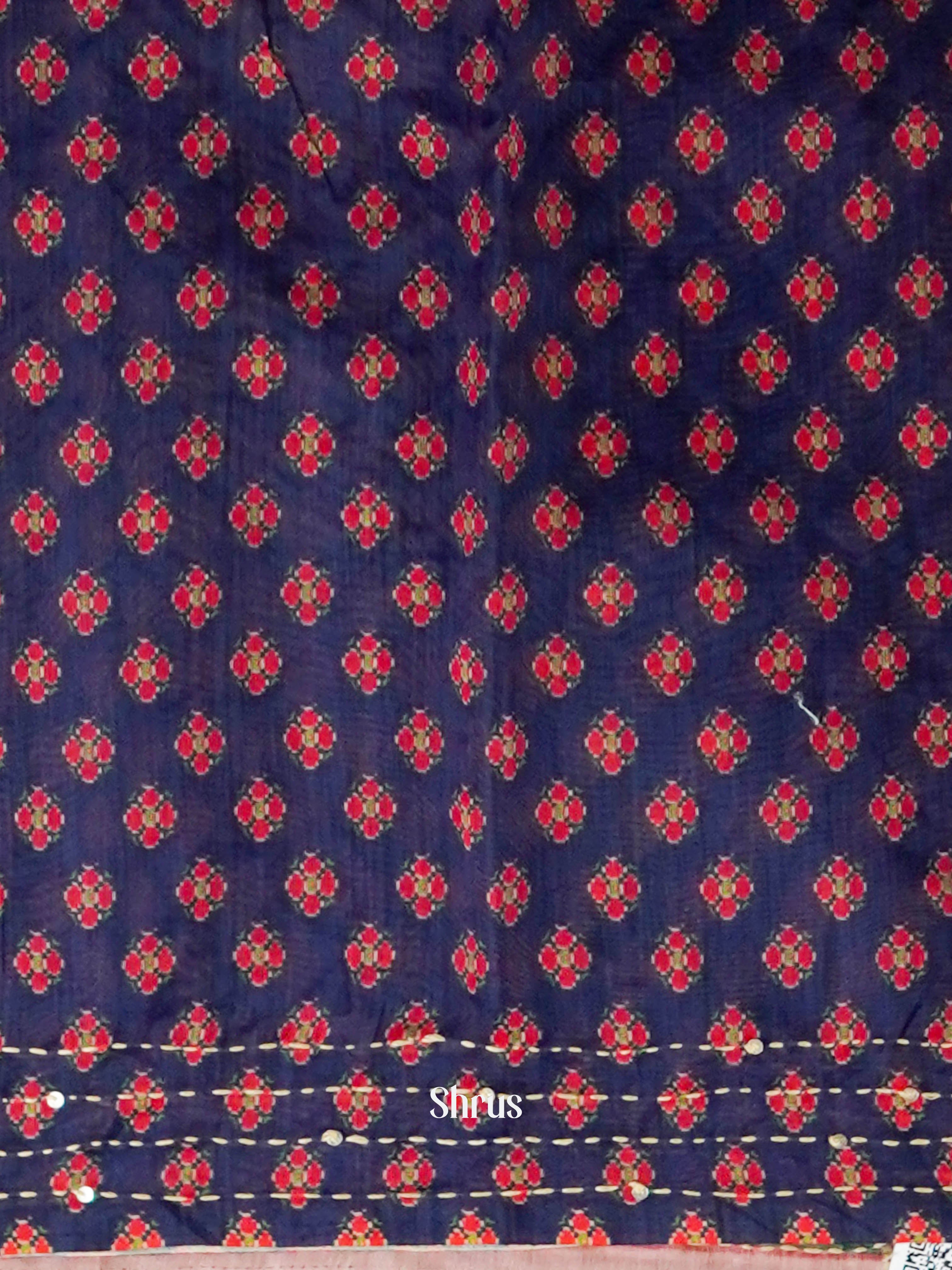 Blue & Red - Semi Kantha Saree - Shop on ShrusEternity.com