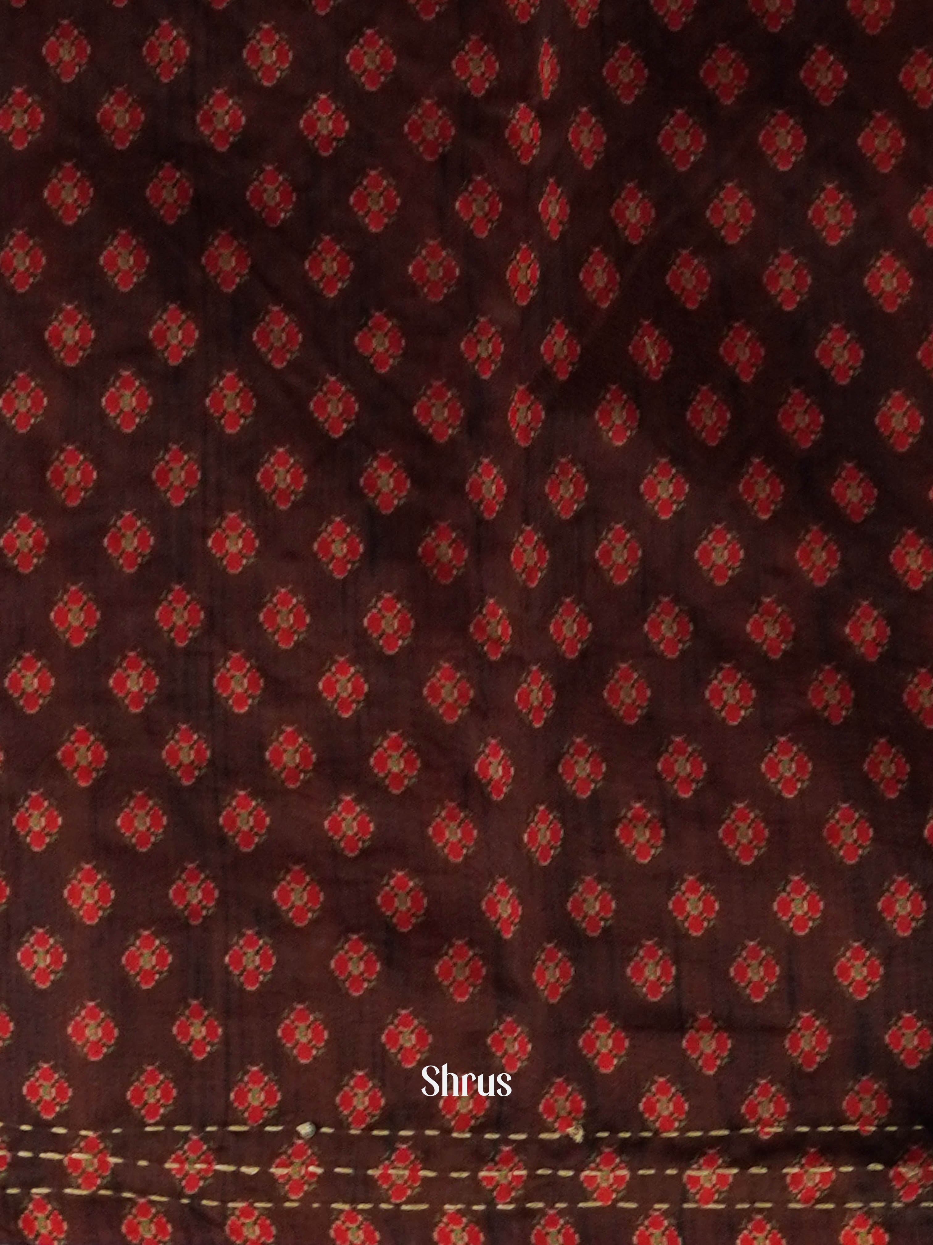 Red & Maroon - Semi Kantha Saree - Shop on ShrusEternity.com