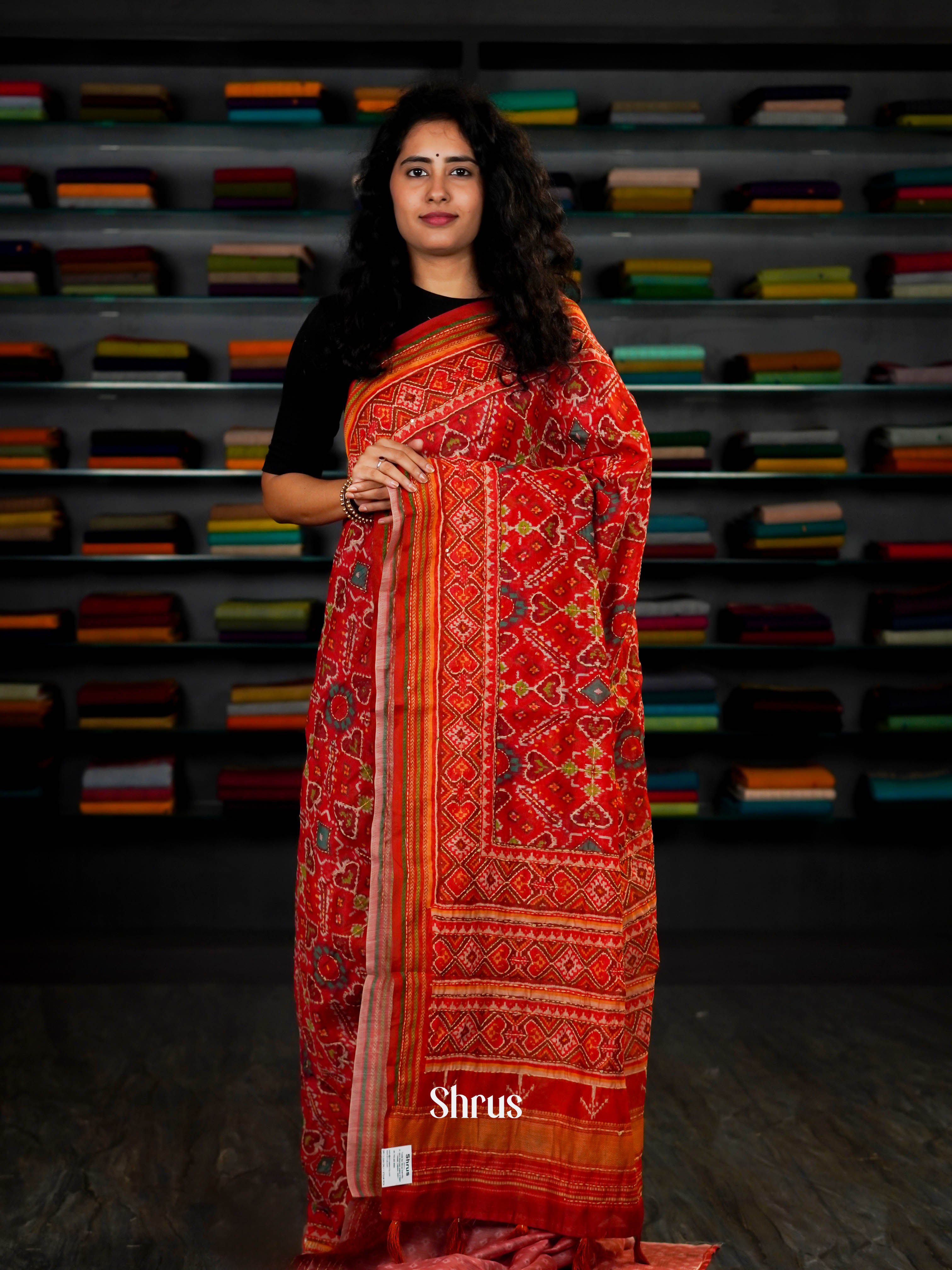 Red - Semi Kantha Saree - Shop on ShrusEternity.com