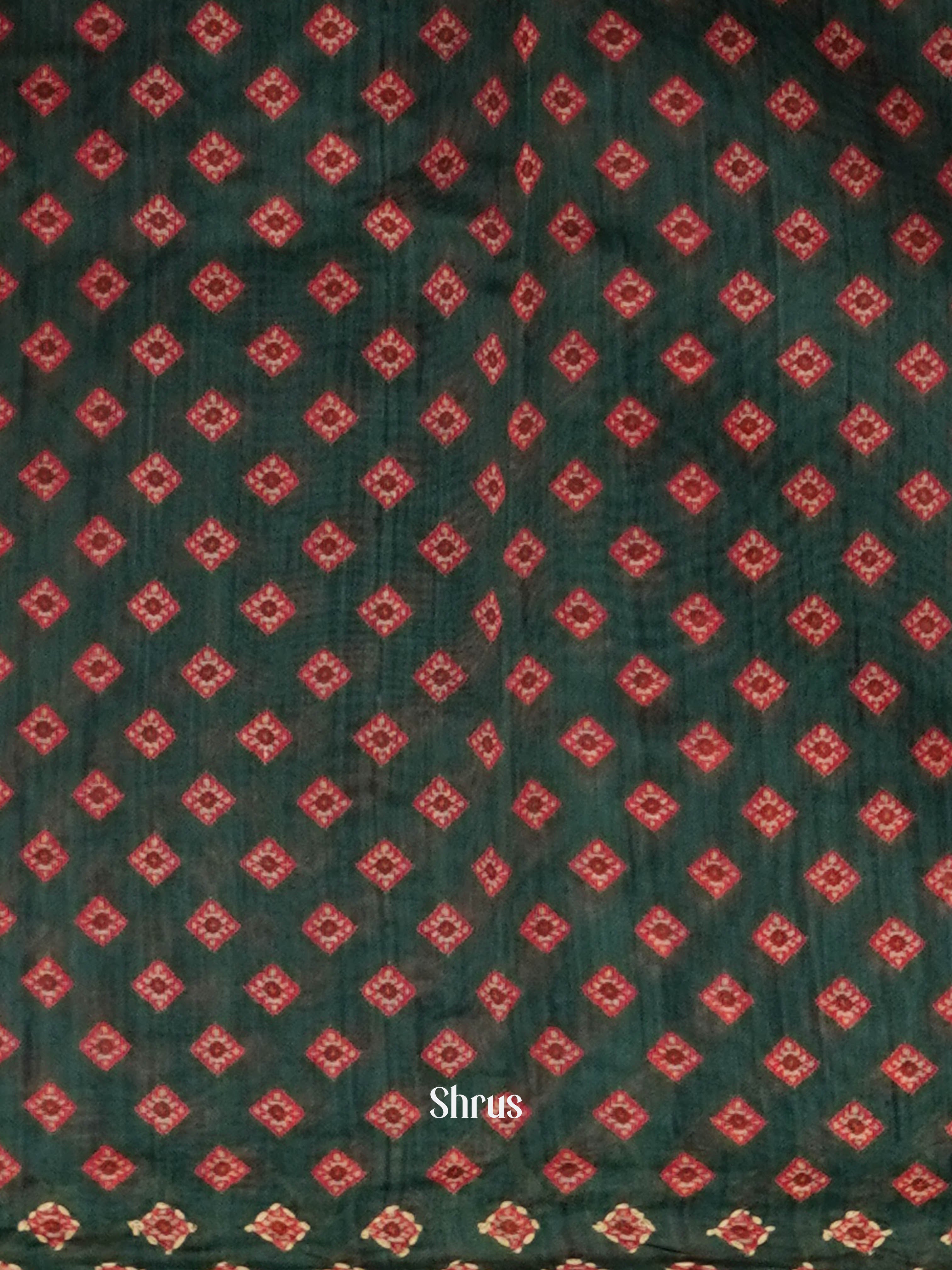 Red & Green - Semi Kantha Saree - Shop on ShrusEternity.com