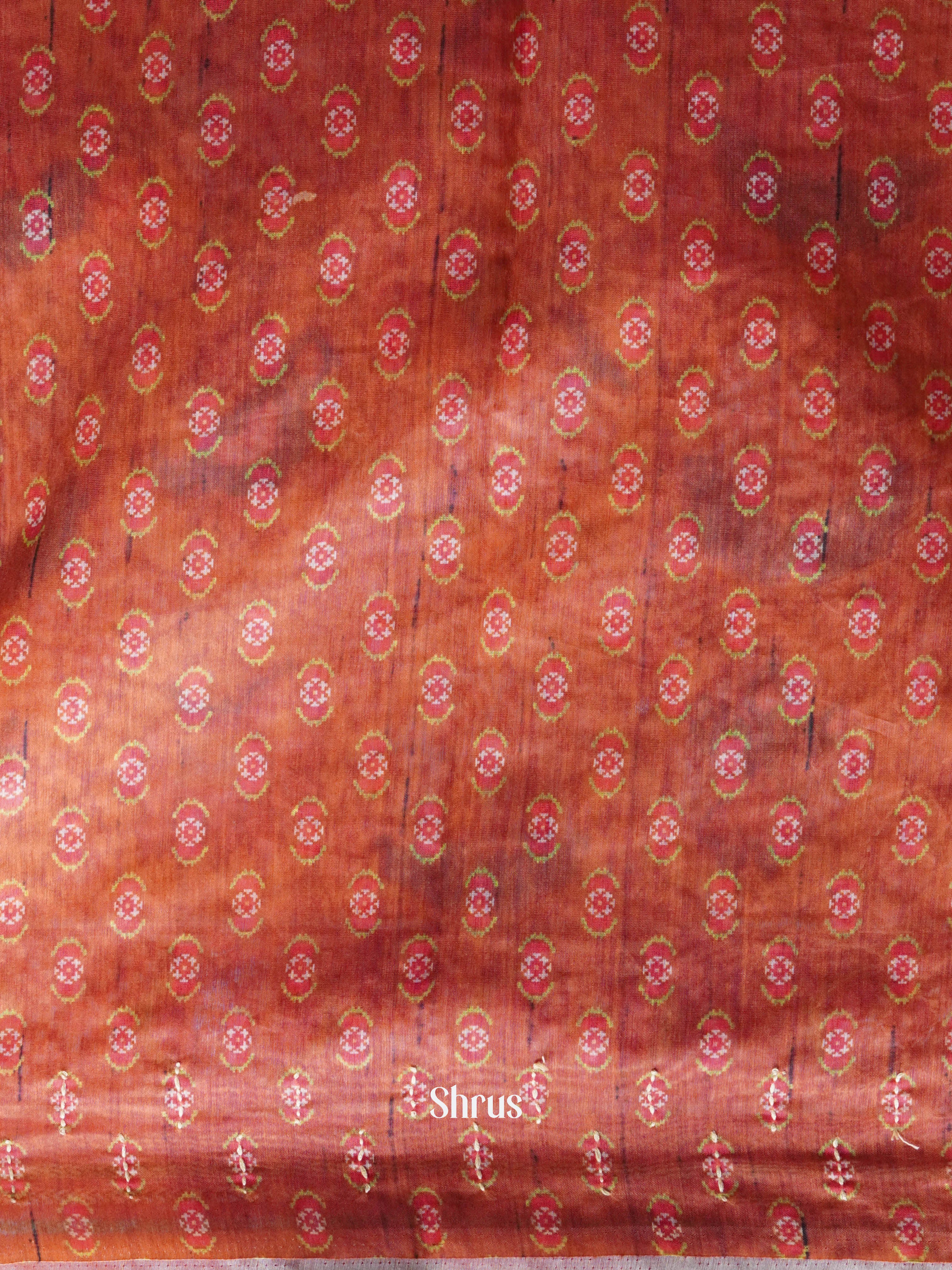 Orange & Red - Semi Kantha Saree - Shop on ShrusEternity.com