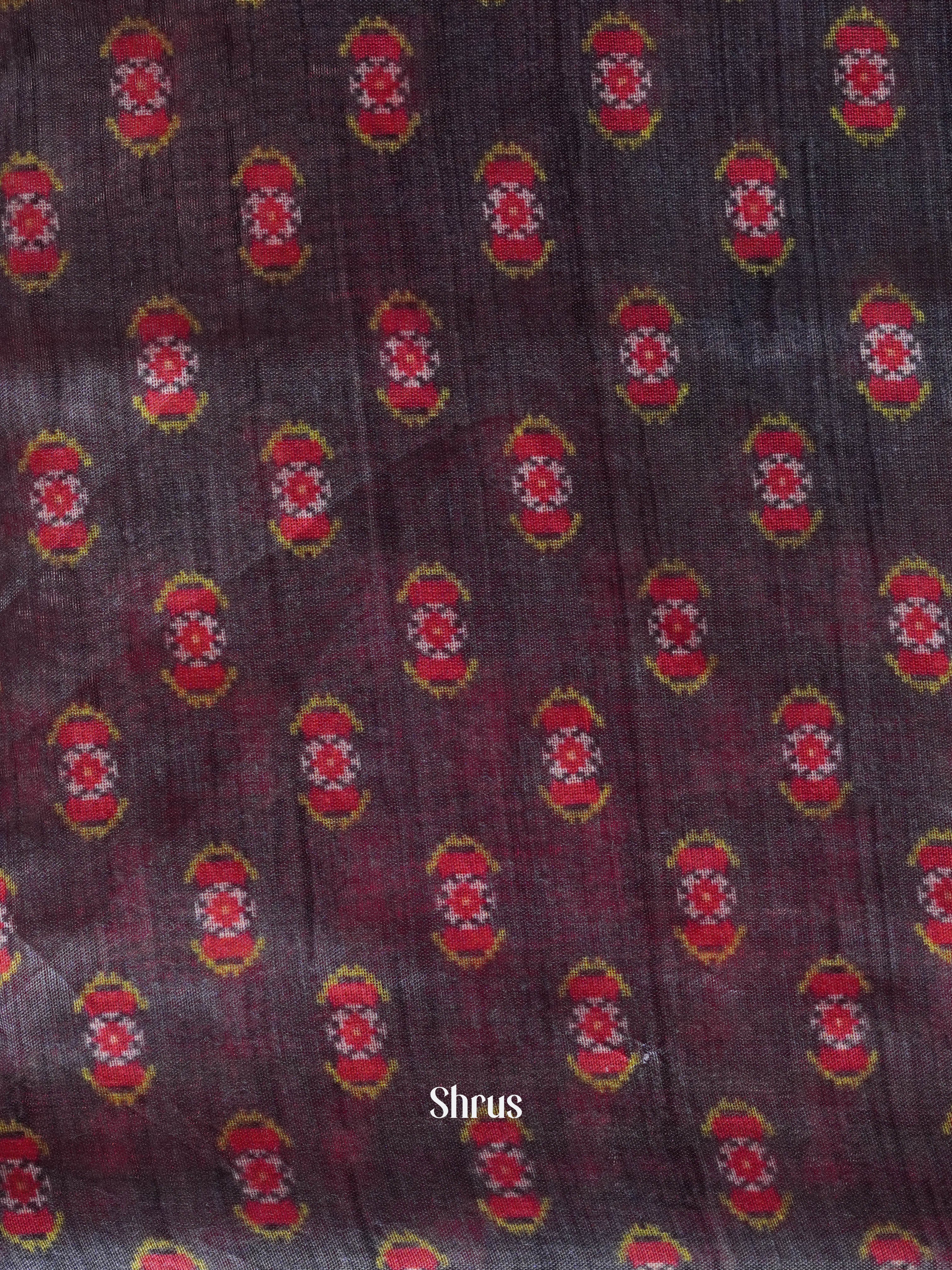 Grey & Red- Semi Kantha Saree - Shop on ShrusEternity.com