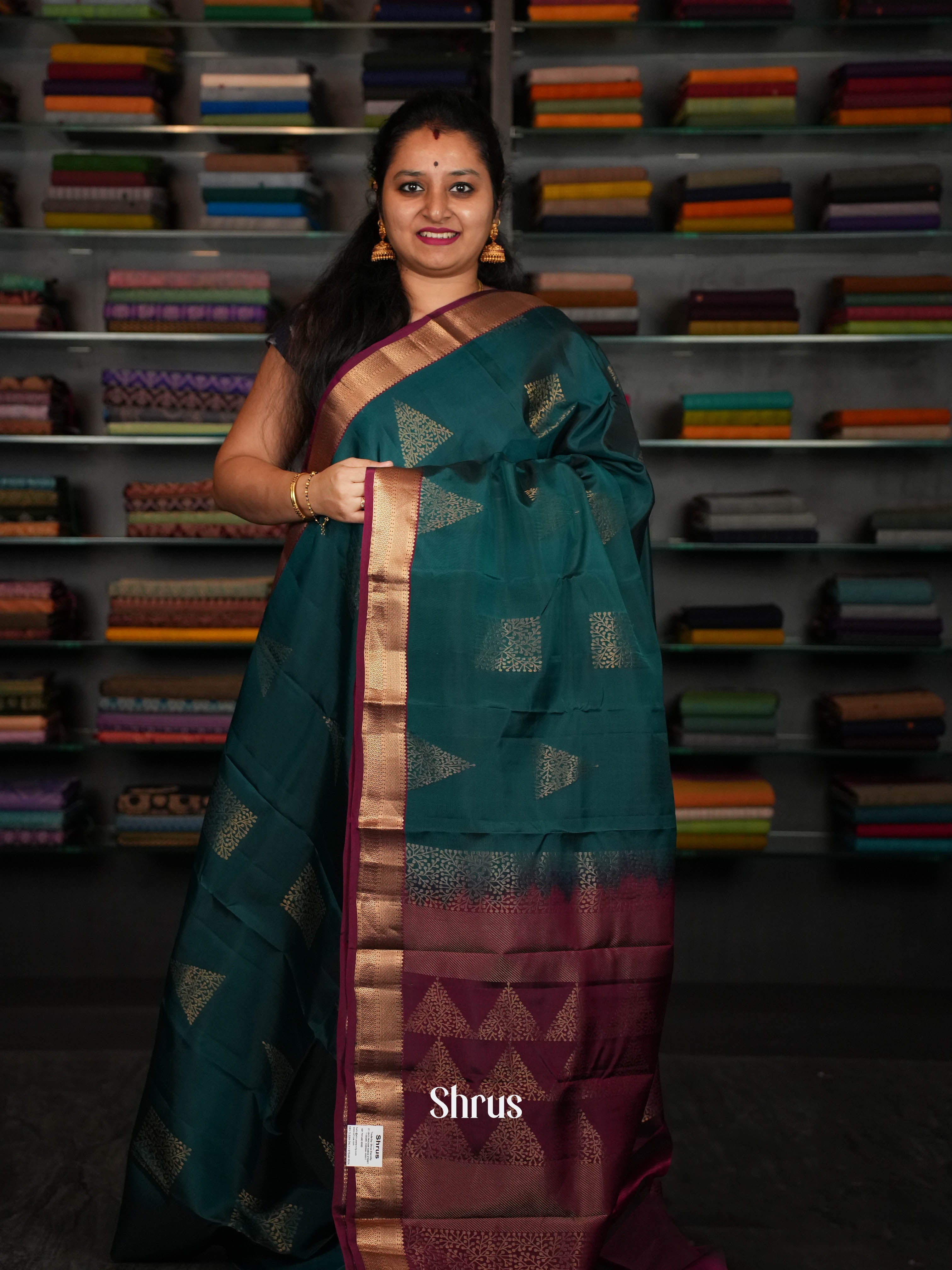 Dark Green & Maroon - Softsilk-halfpure - Shop on ShrusEternity.com