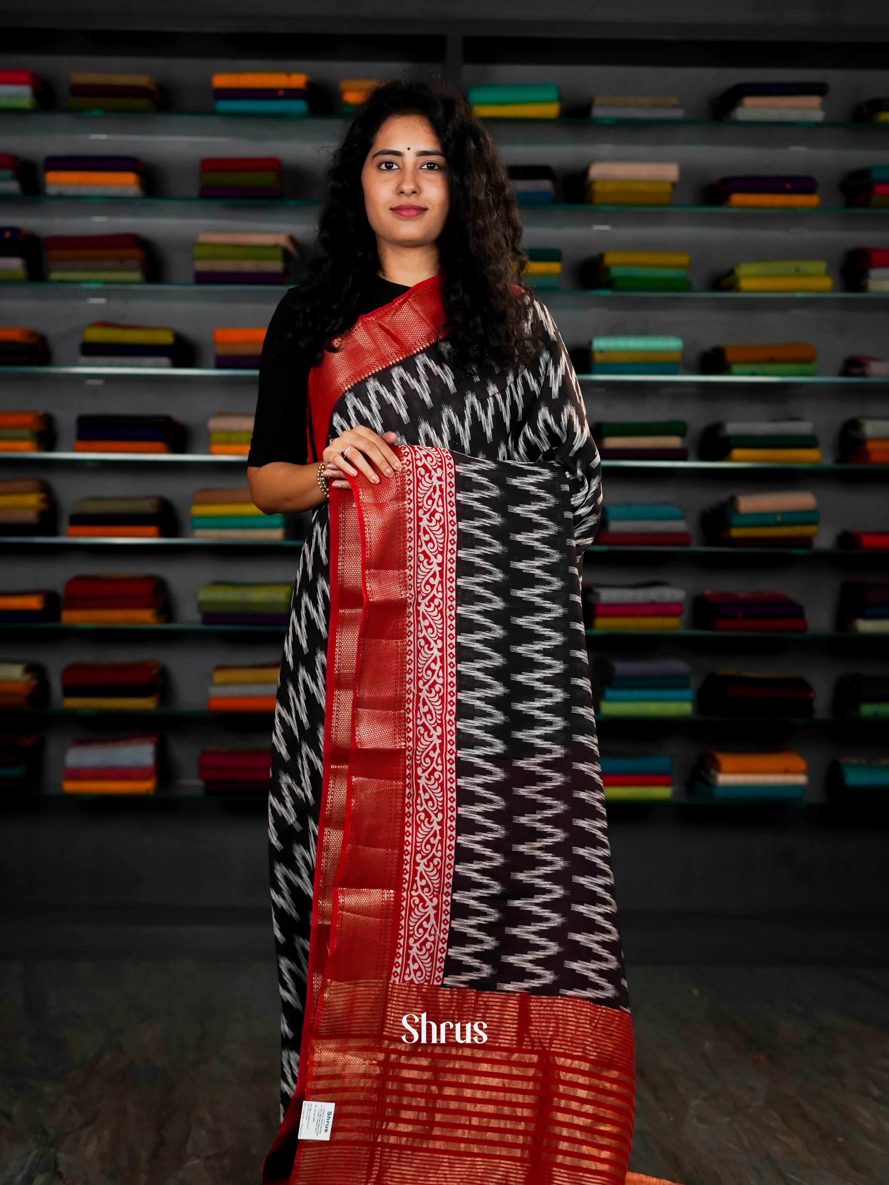 Black & Red - Art Modal Saree - Shop on ShrusEternity.com