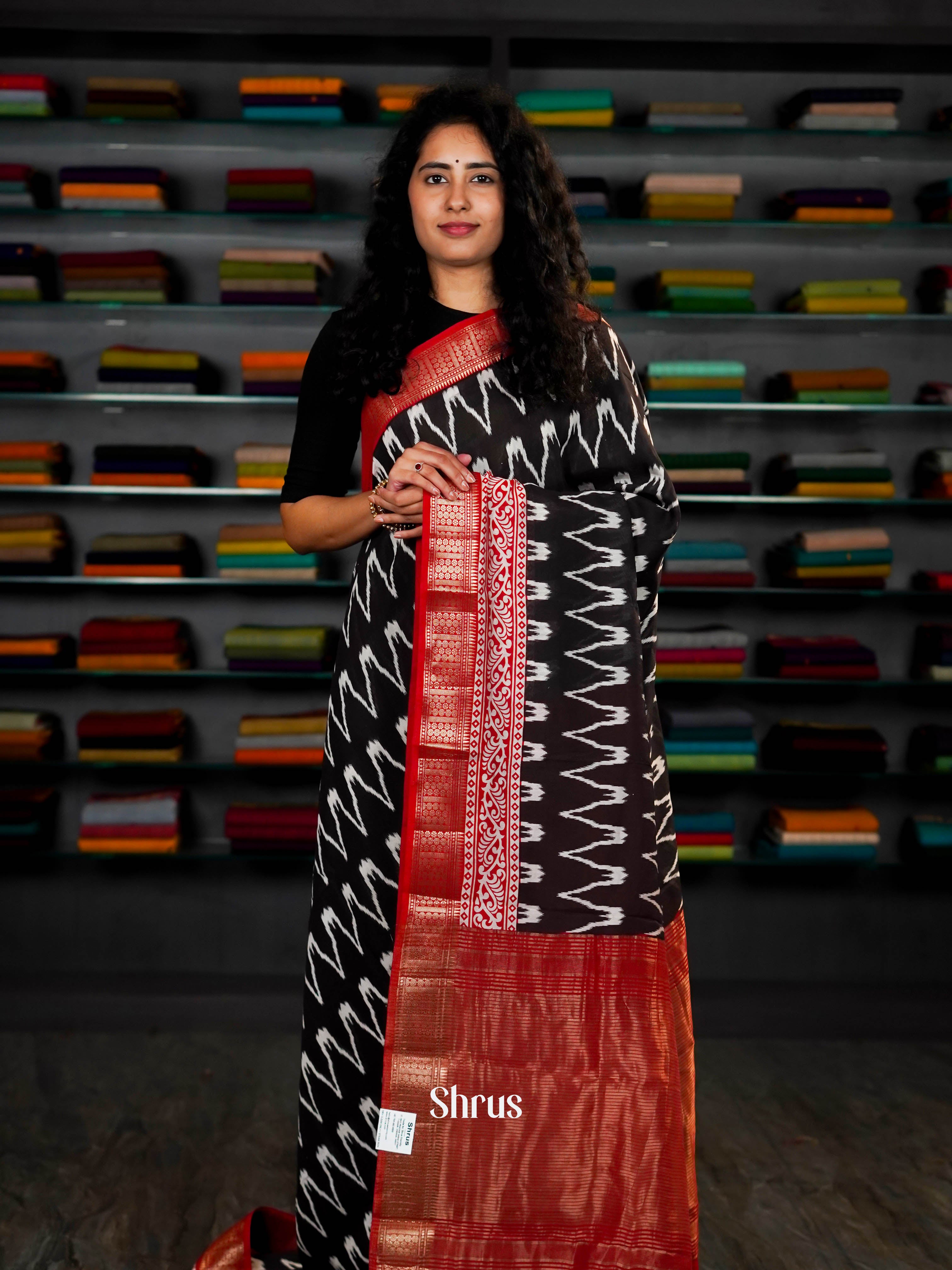 Black & Red - Art Modal Saree - Shop on ShrusEternity.com