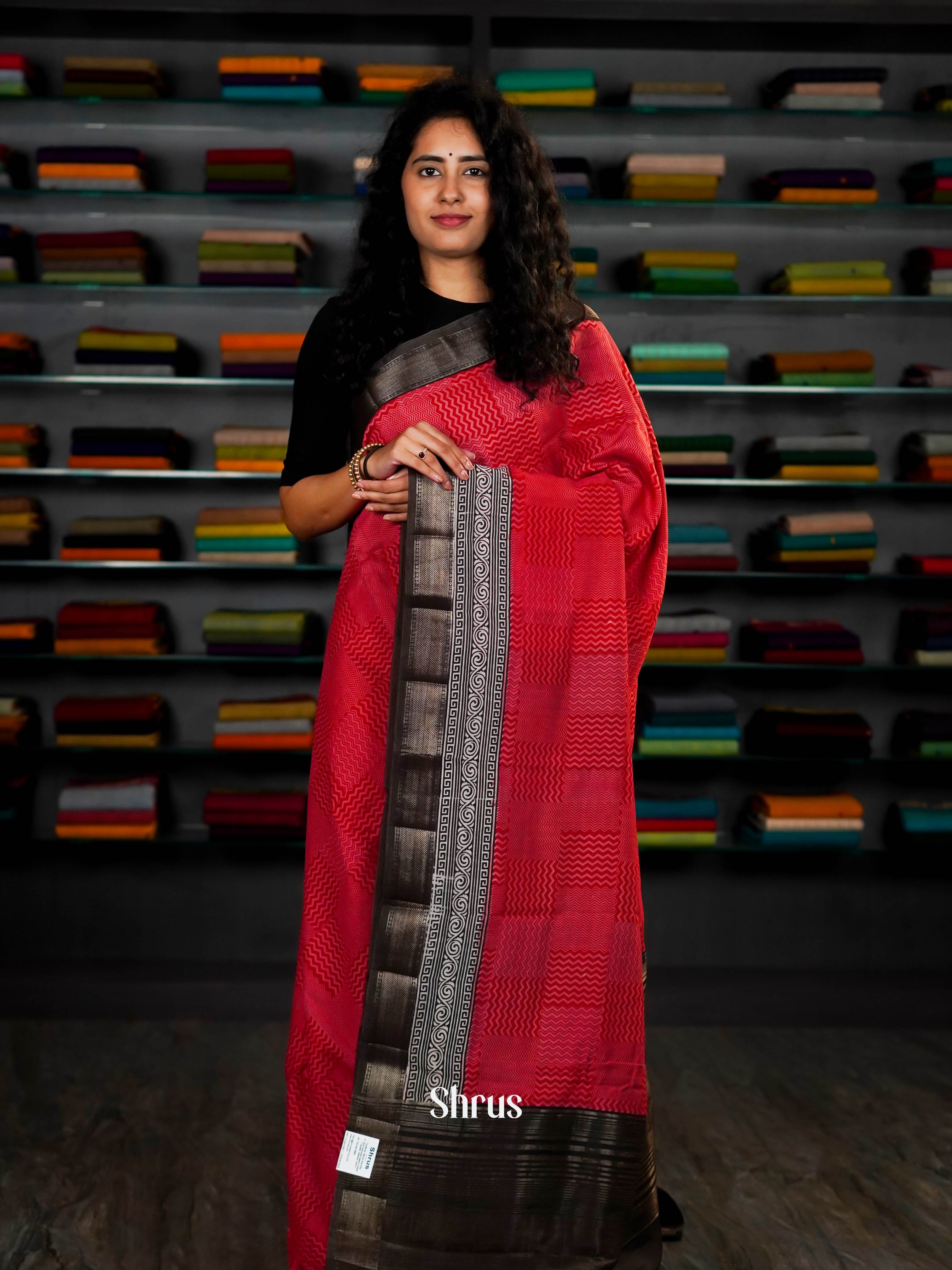 Red & Black - Art Modal Saree - Shop on ShrusEternity.com
