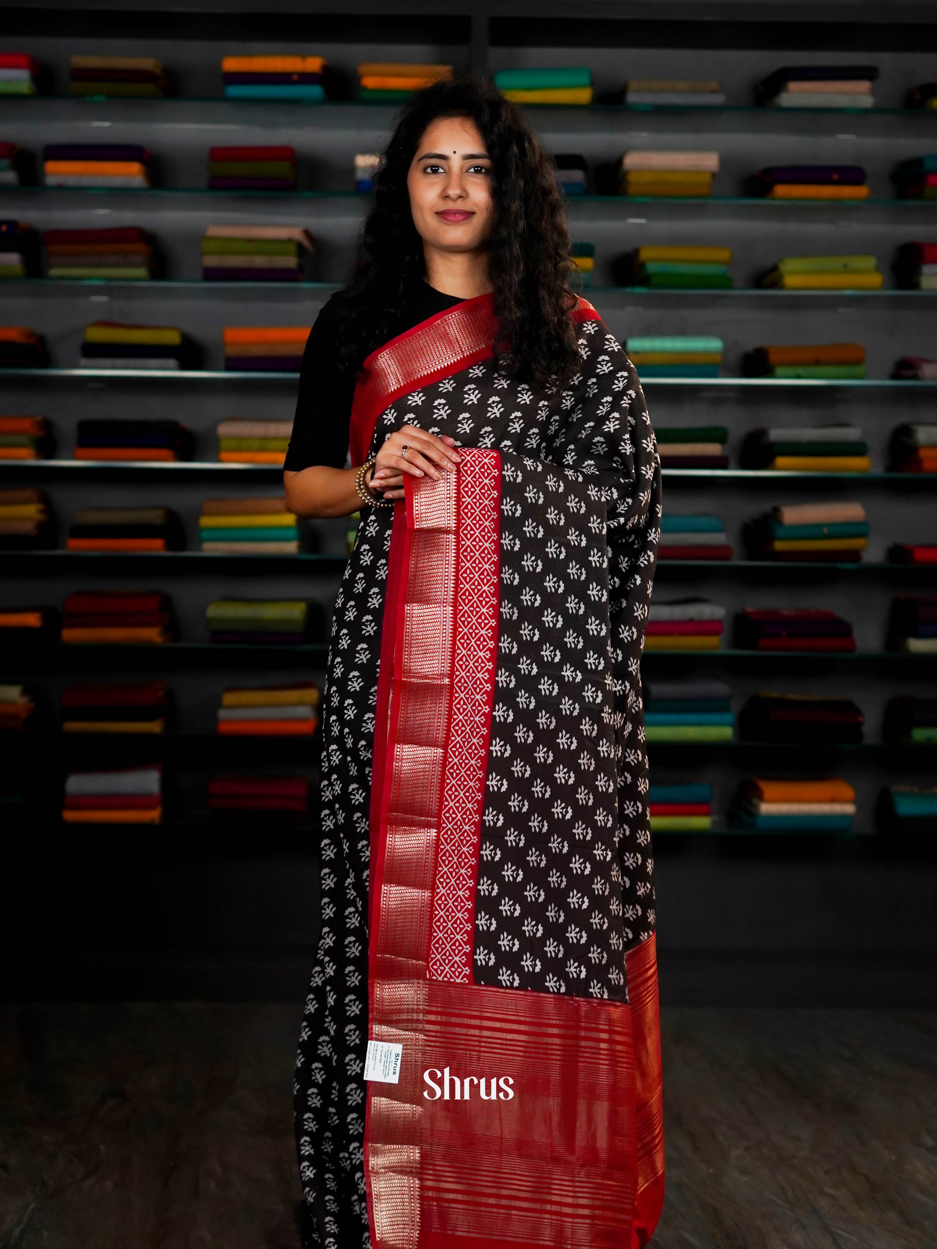 Black & Red - Art Modal Saree - Shop on ShrusEternity.com