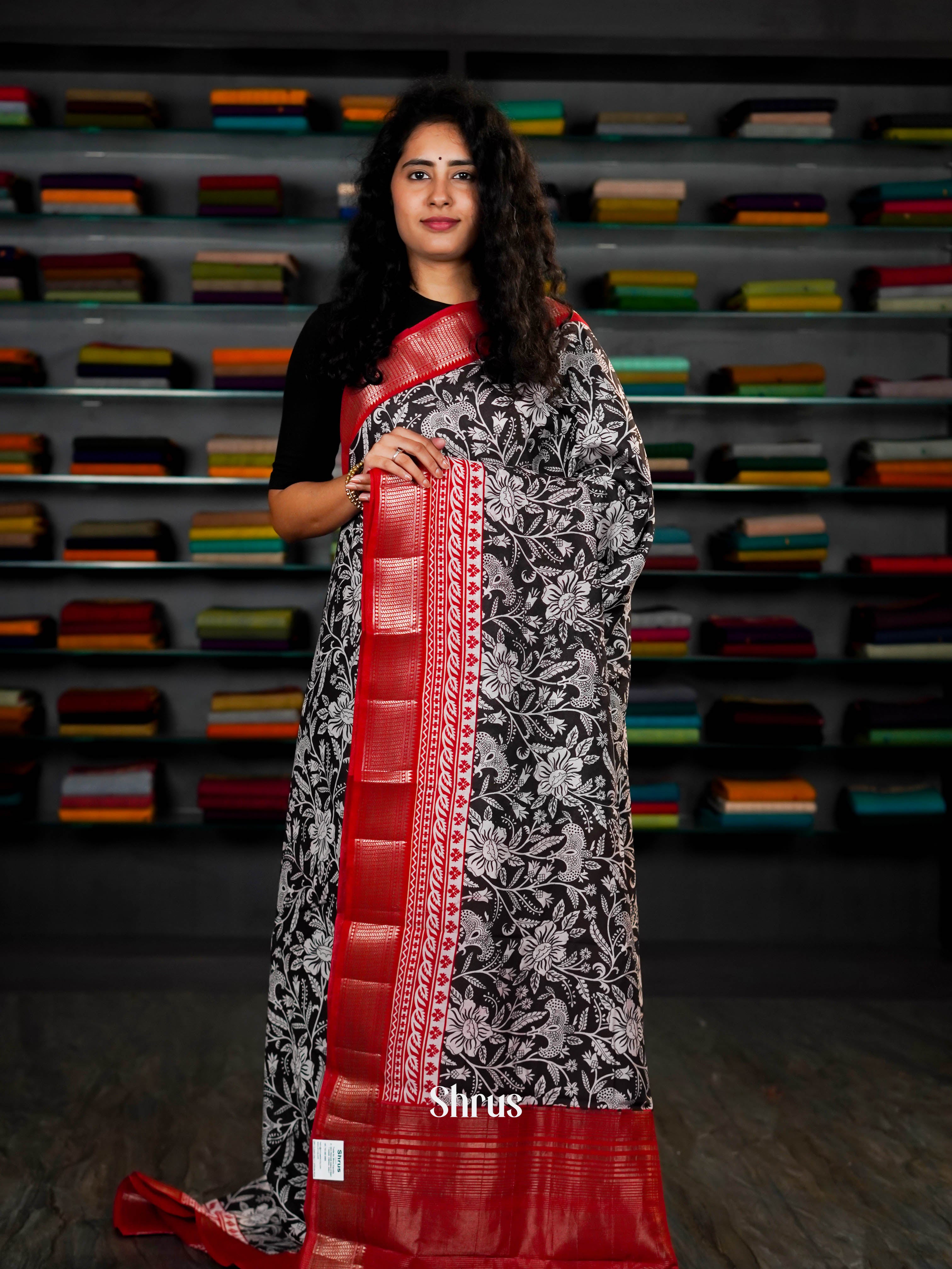 Black & Maroon - Art Modal Saree - Shop on ShrusEternity.com