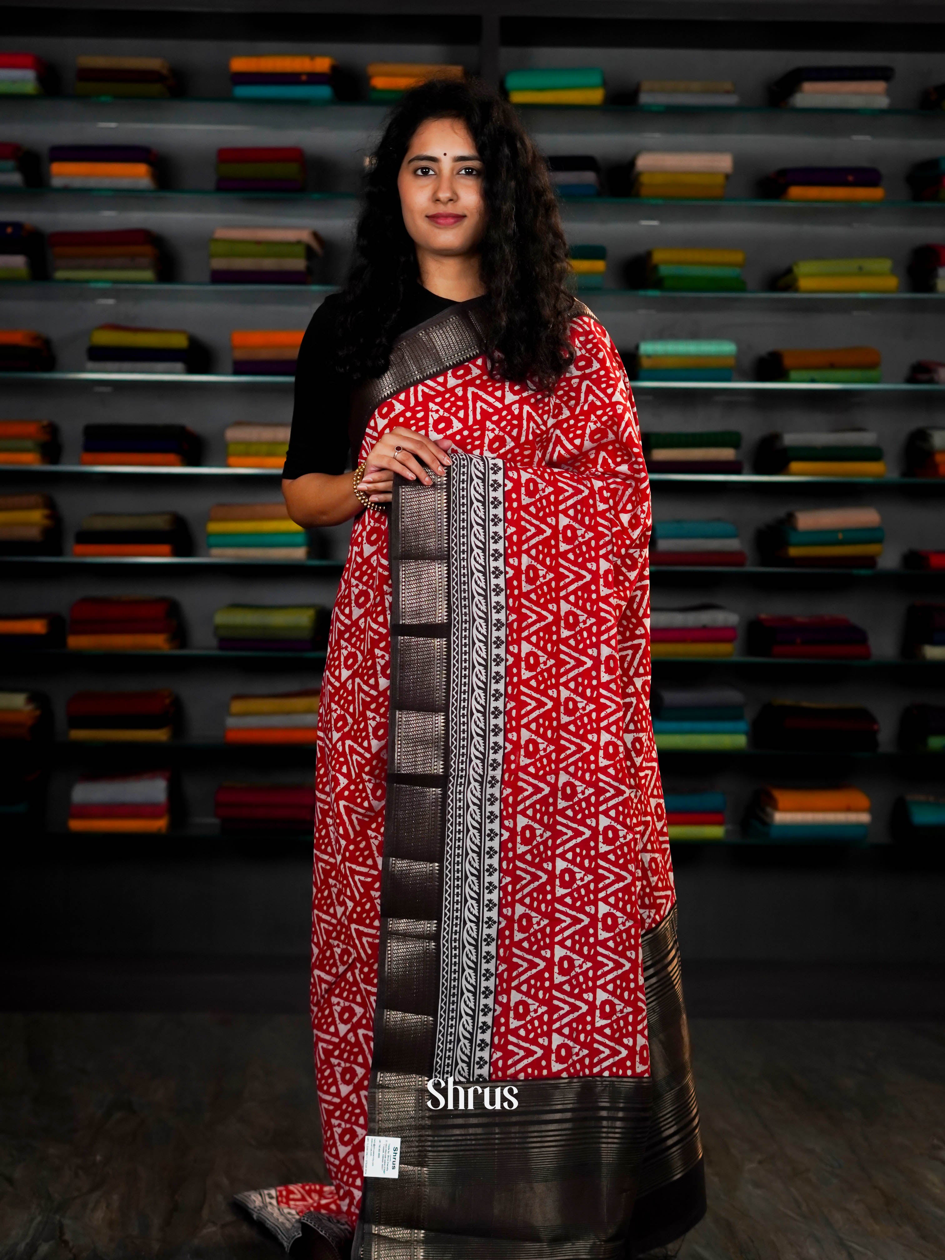 Red & Black - Art Modal Saree - Shop on ShrusEternity.com