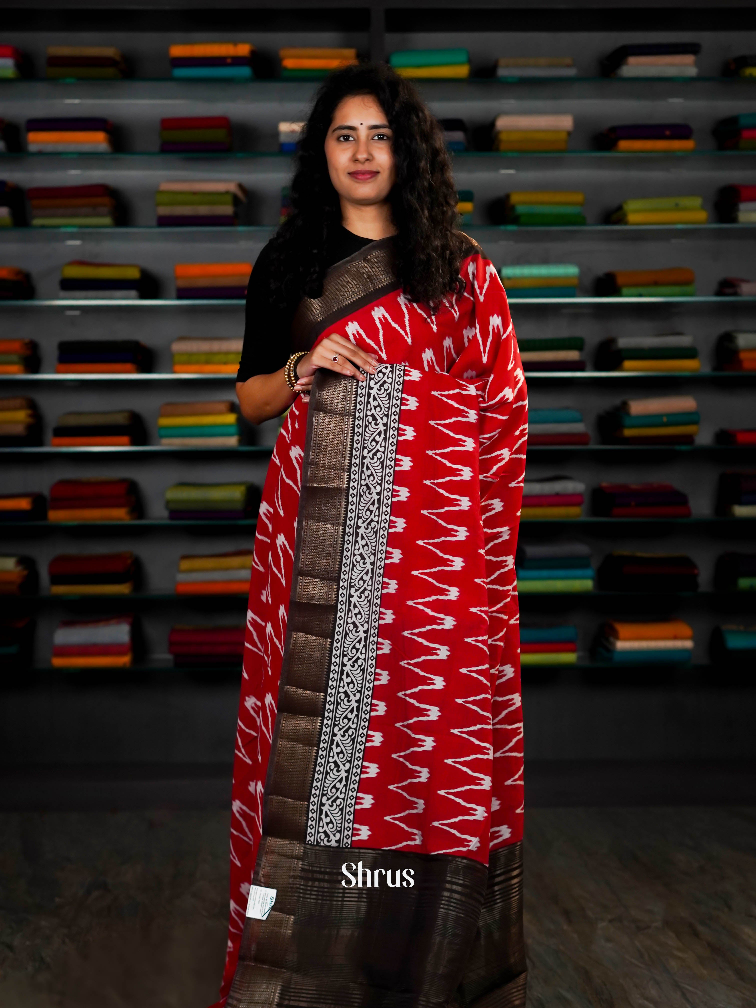 Red & Black - Art Modal Saree - Shop on ShrusEternity.com