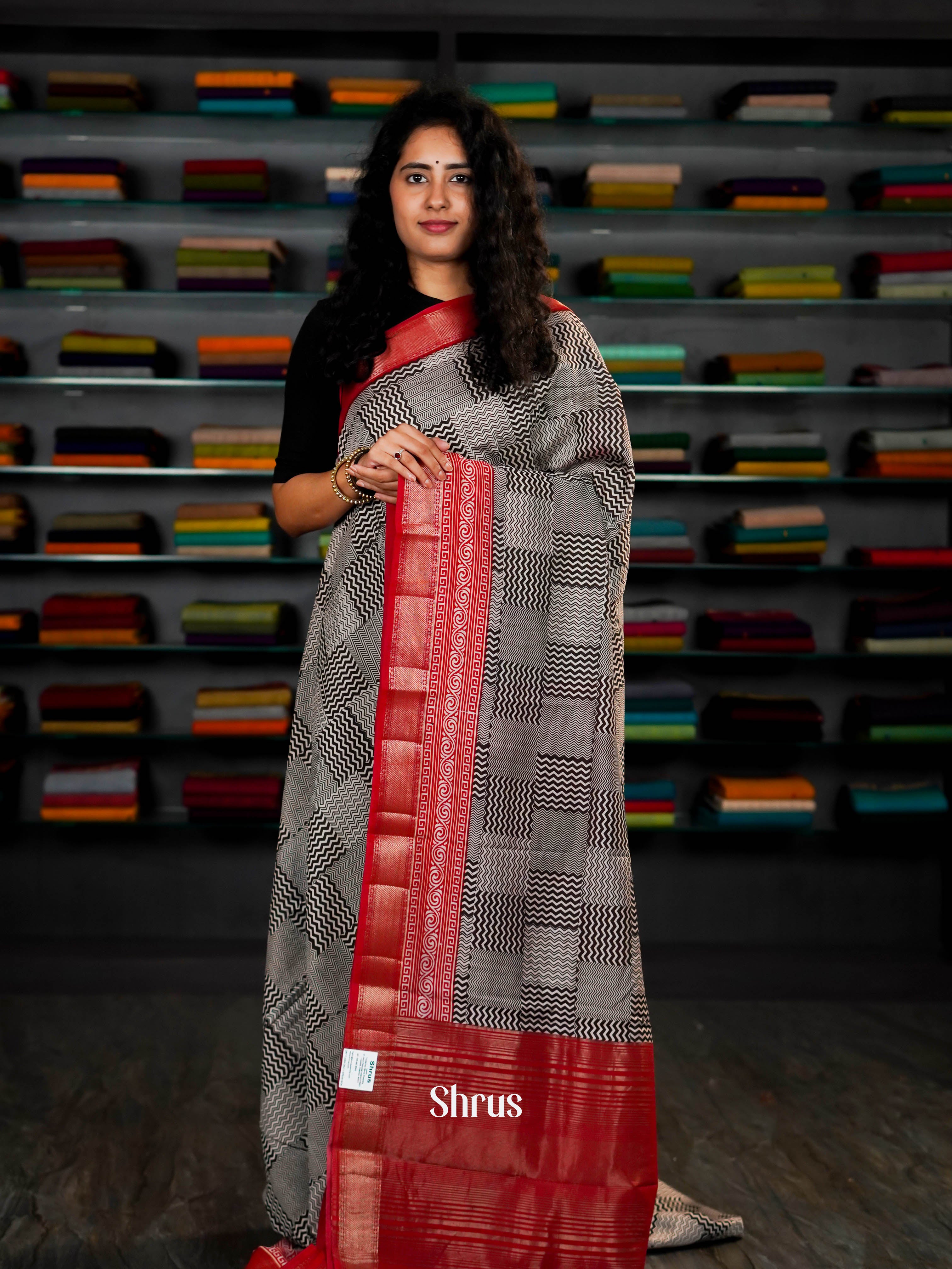 Black & Red - Art Modal Saree - Shop on ShrusEternity.com
