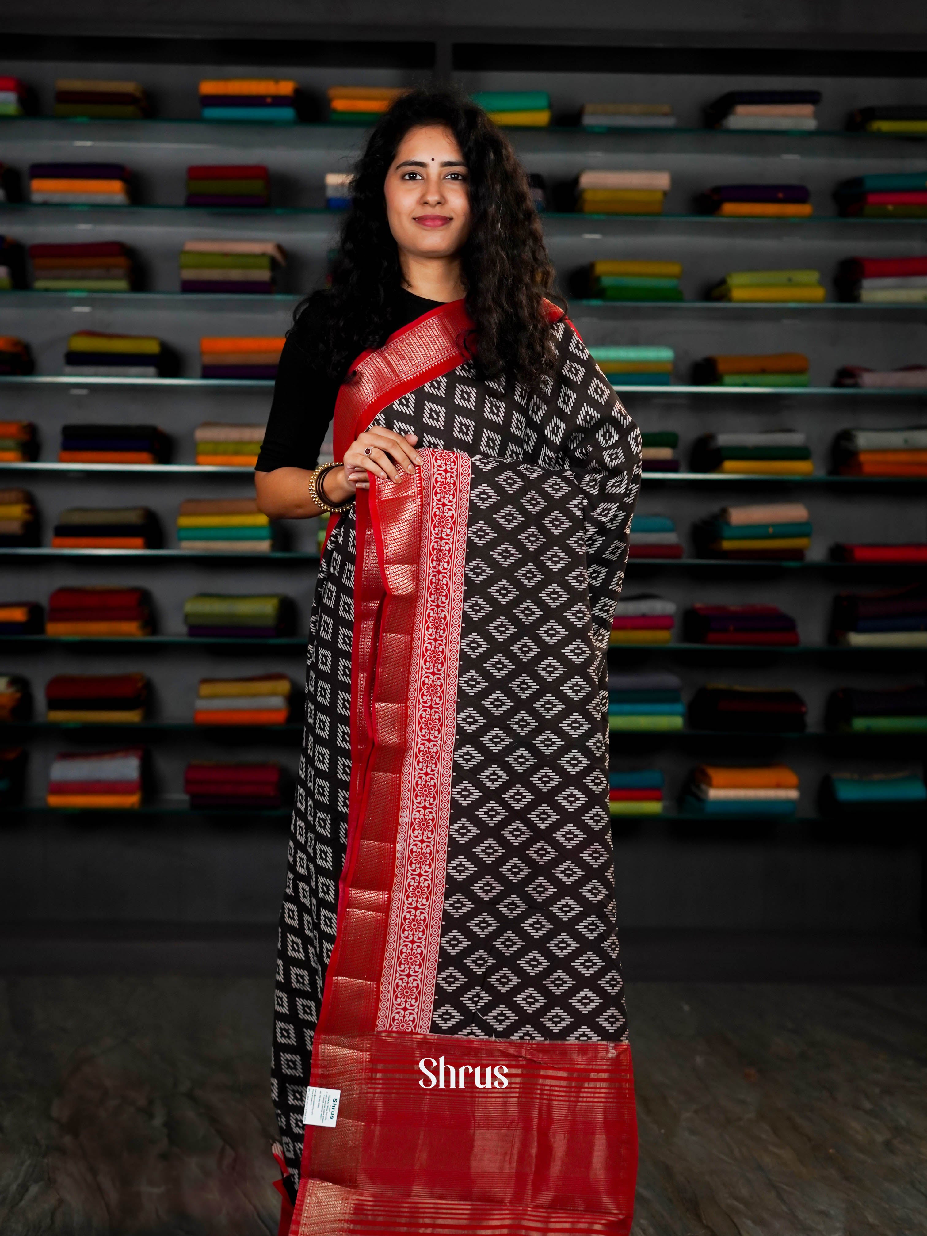 Black & Red - Art Modal Saree - Shop on ShrusEternity.com