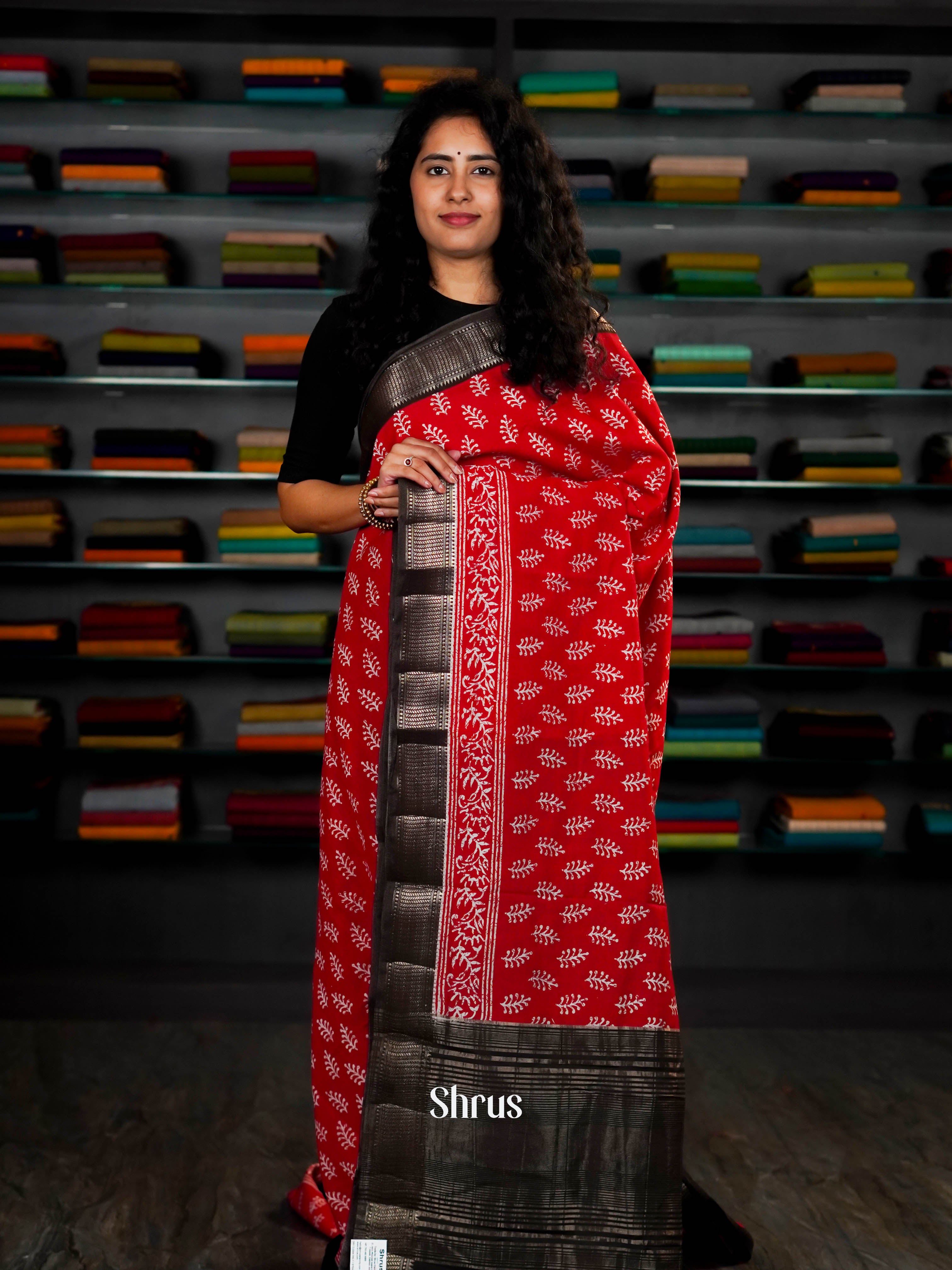 Red & Black - Art Modal Saree - Shop on ShrusEternity.com